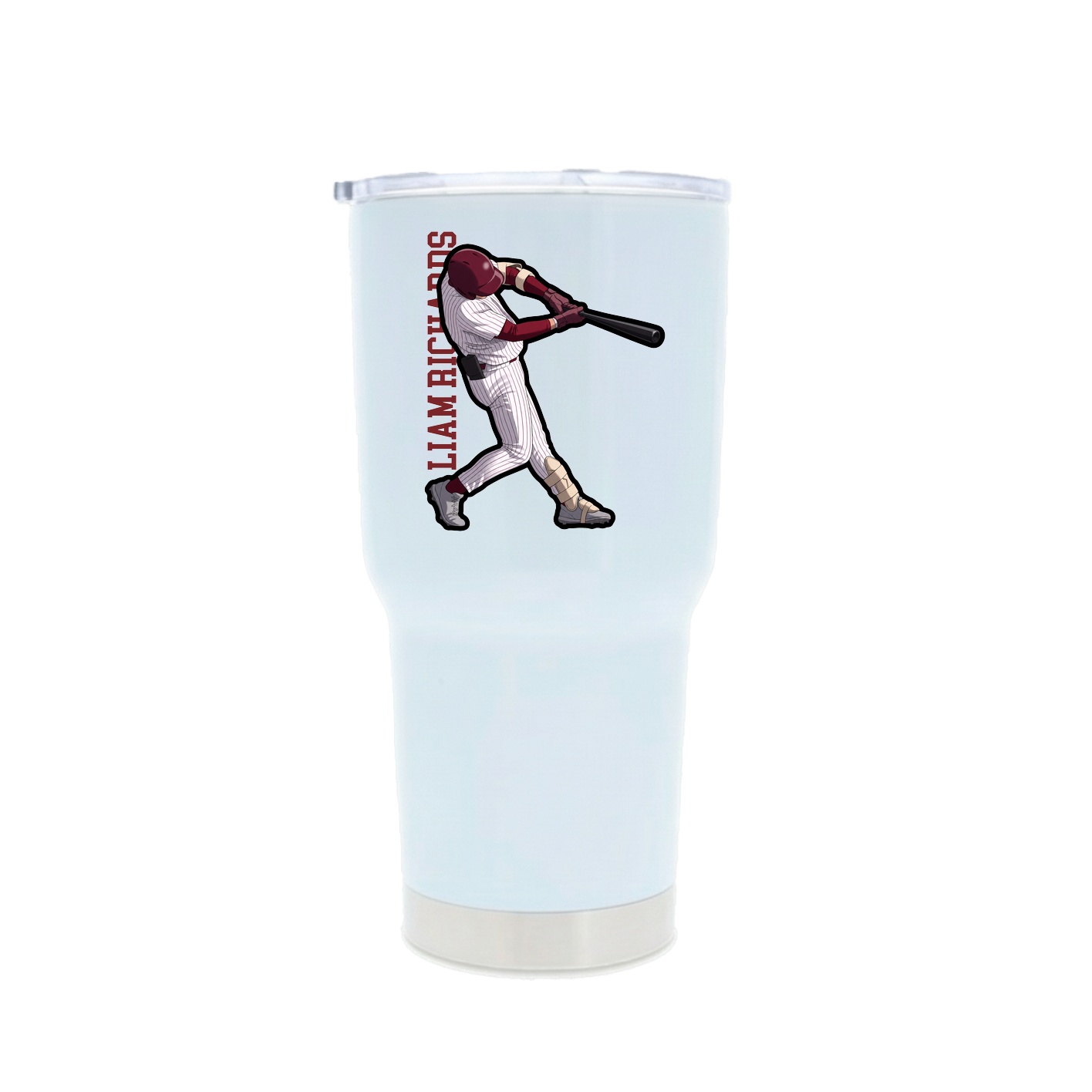30oz Stainless Steel Tumbler — Name Vertical in White