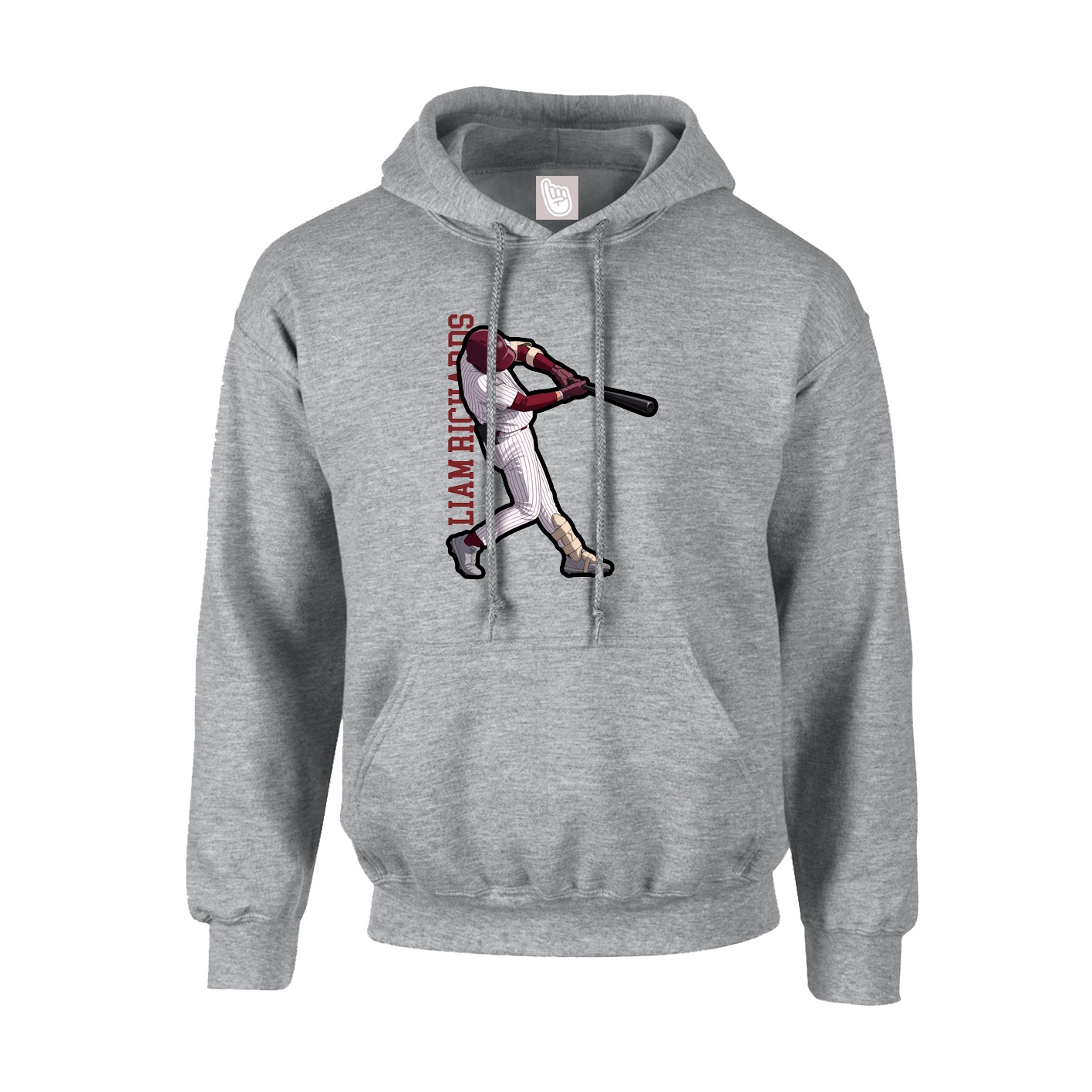 Hoodie — Name Vertical in Grey