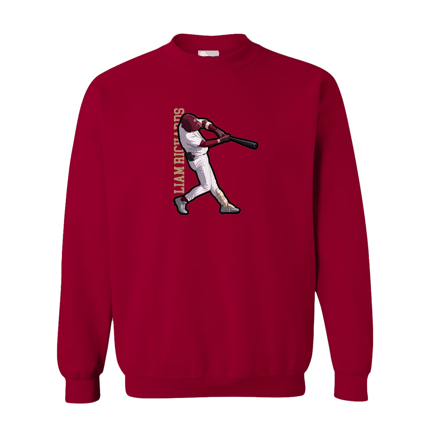 Fleece Crew — Name Vertical in Cardinal