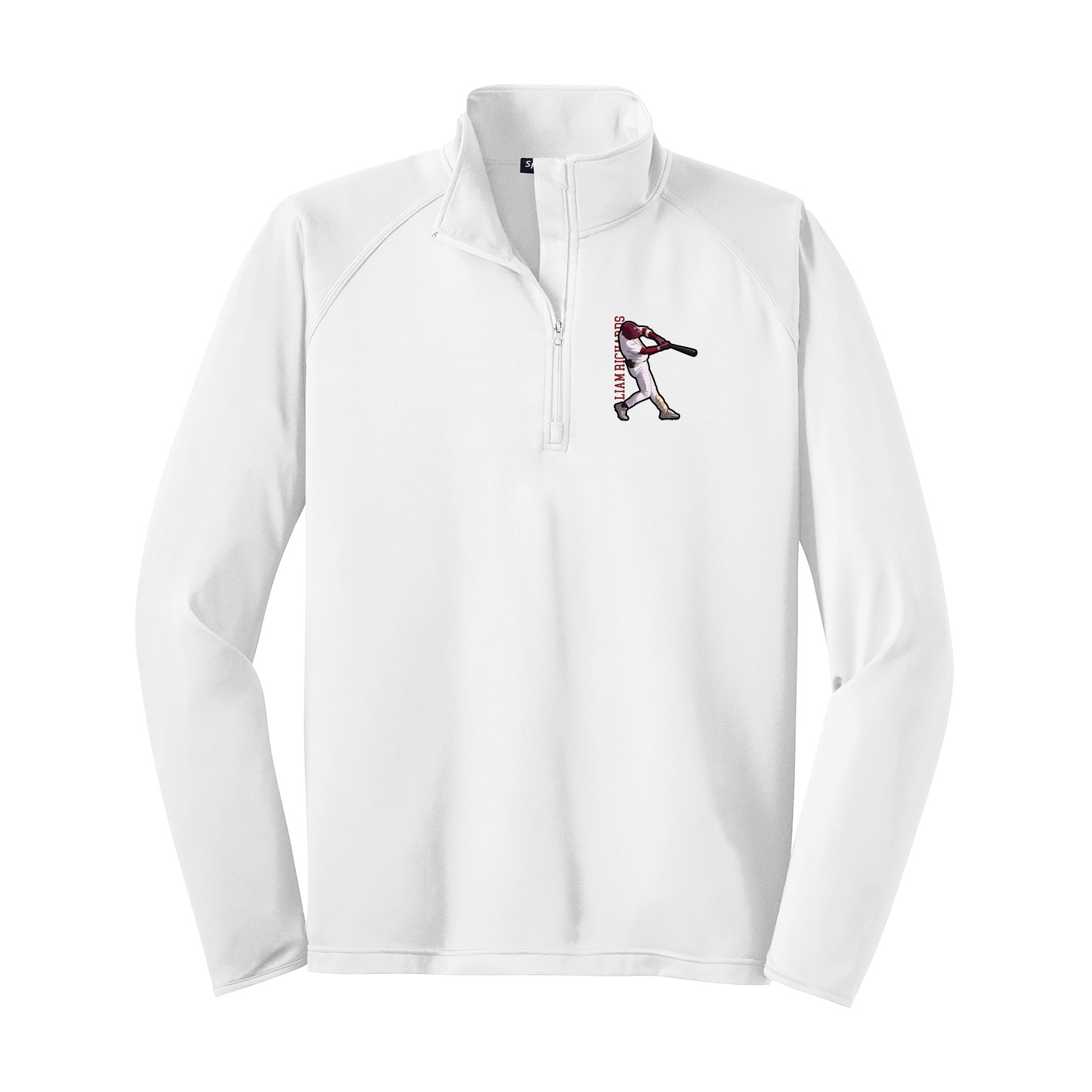 Q-Zip Pullover — Name Vertical in White