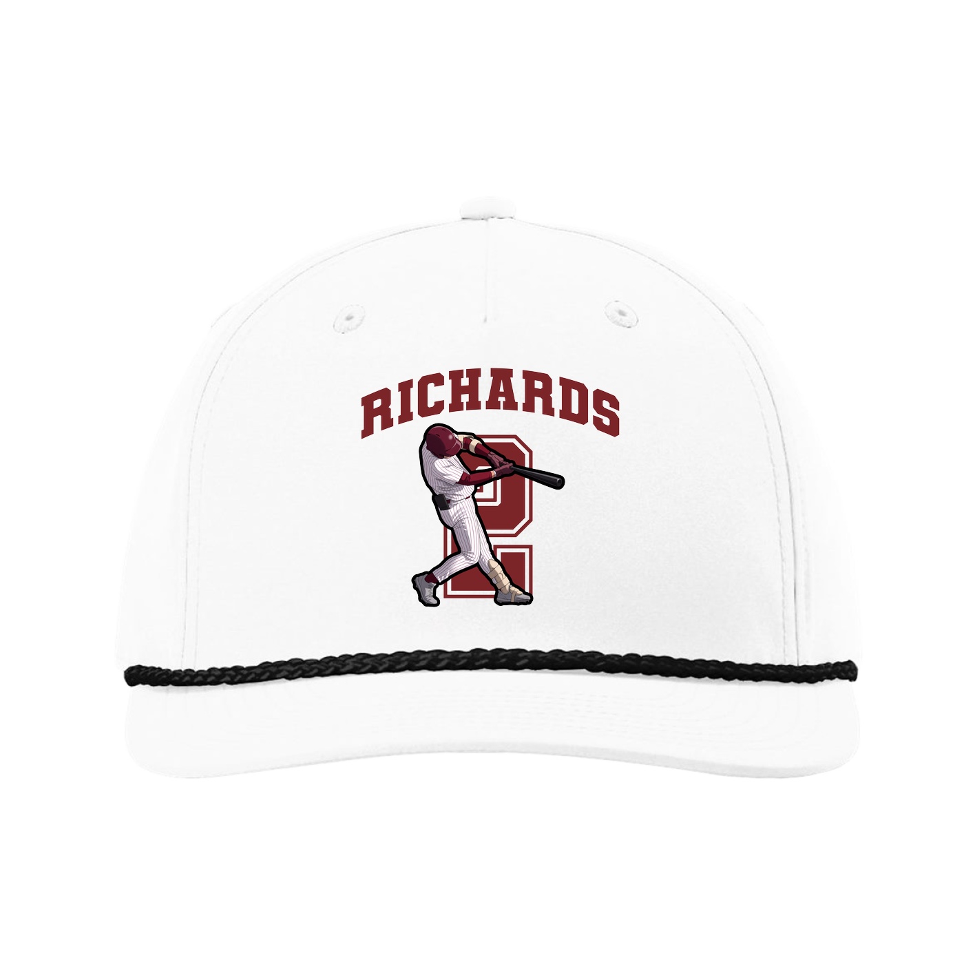 Five-Panel Classic Rope Cap — Number in White