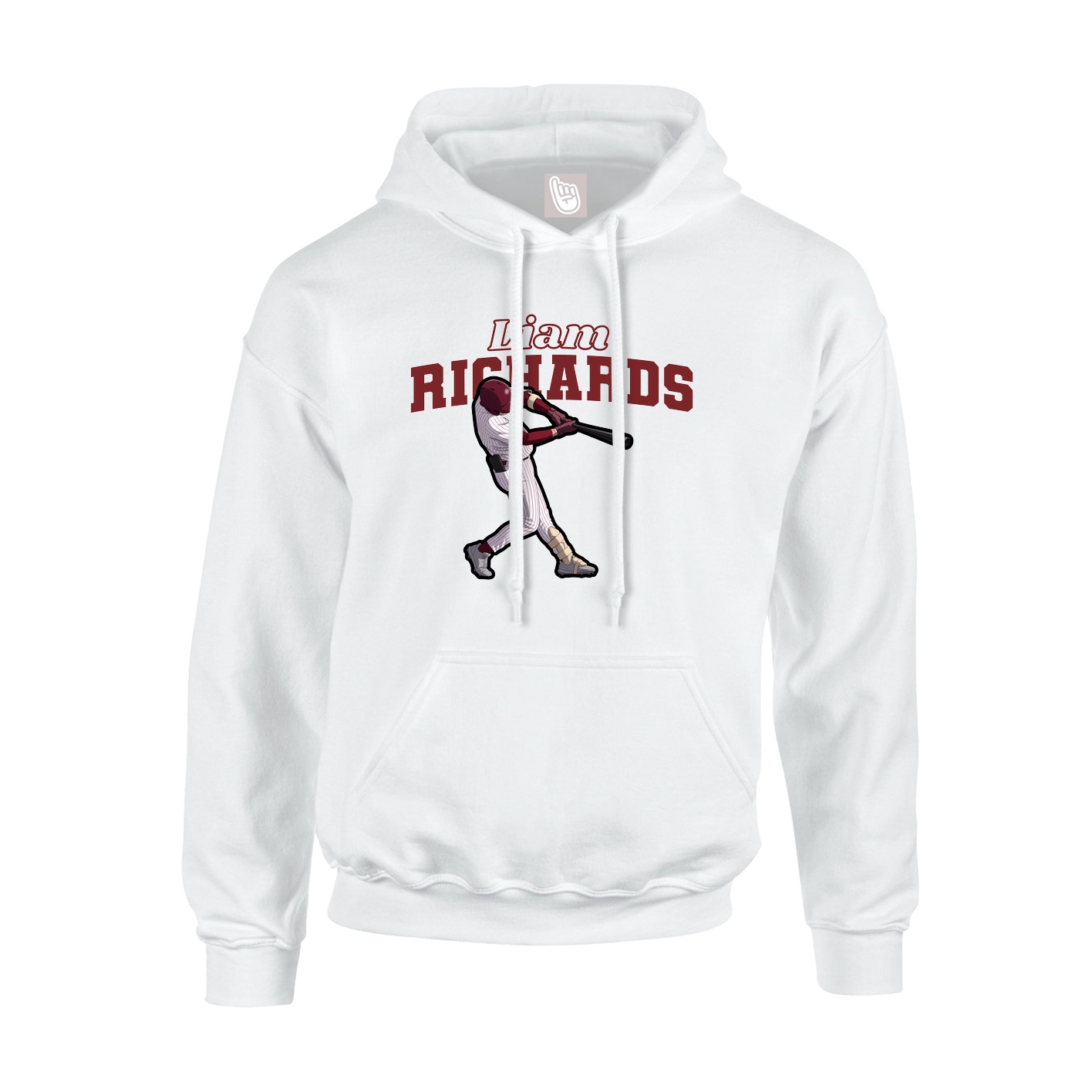 Youth Hoodie — Name Arch in White