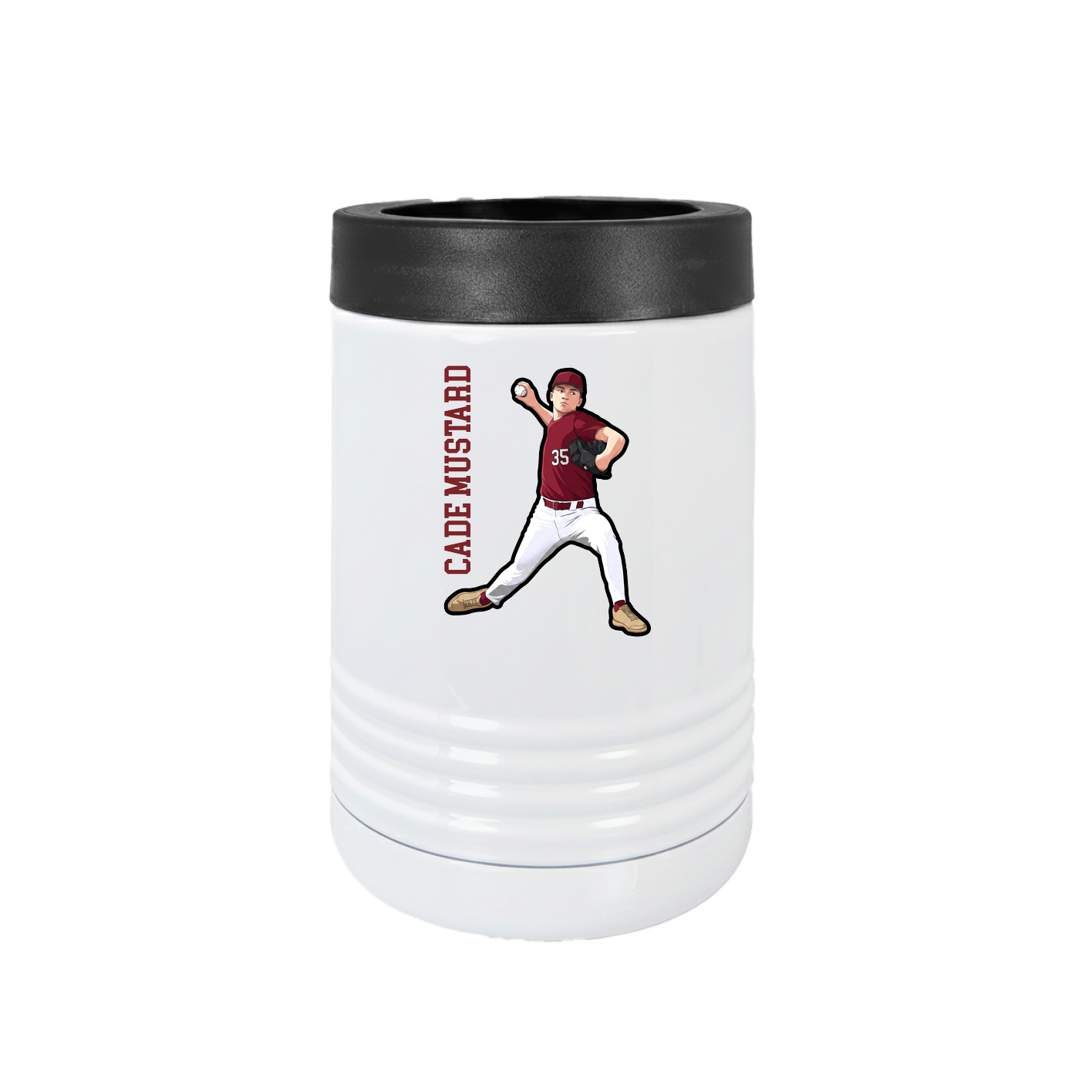 Beverage Holder — Name Vertical in White