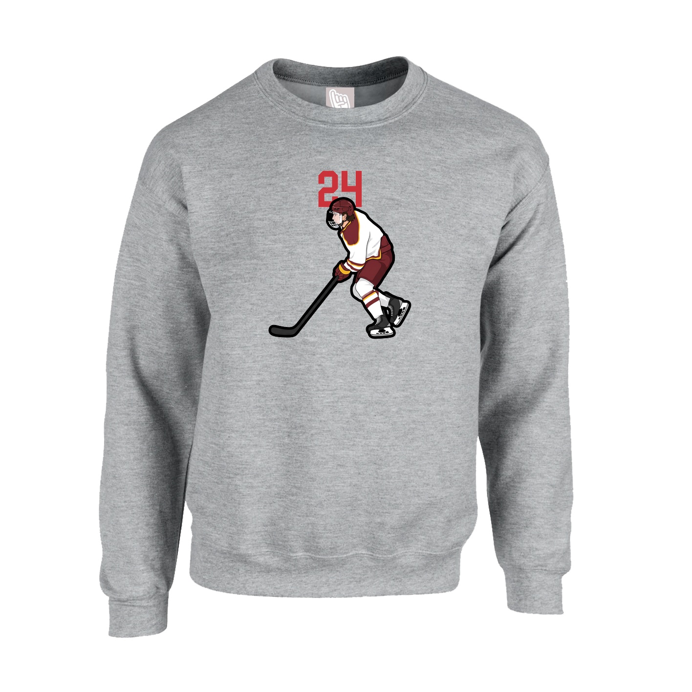 Fleece Crew — Number Top in Grey