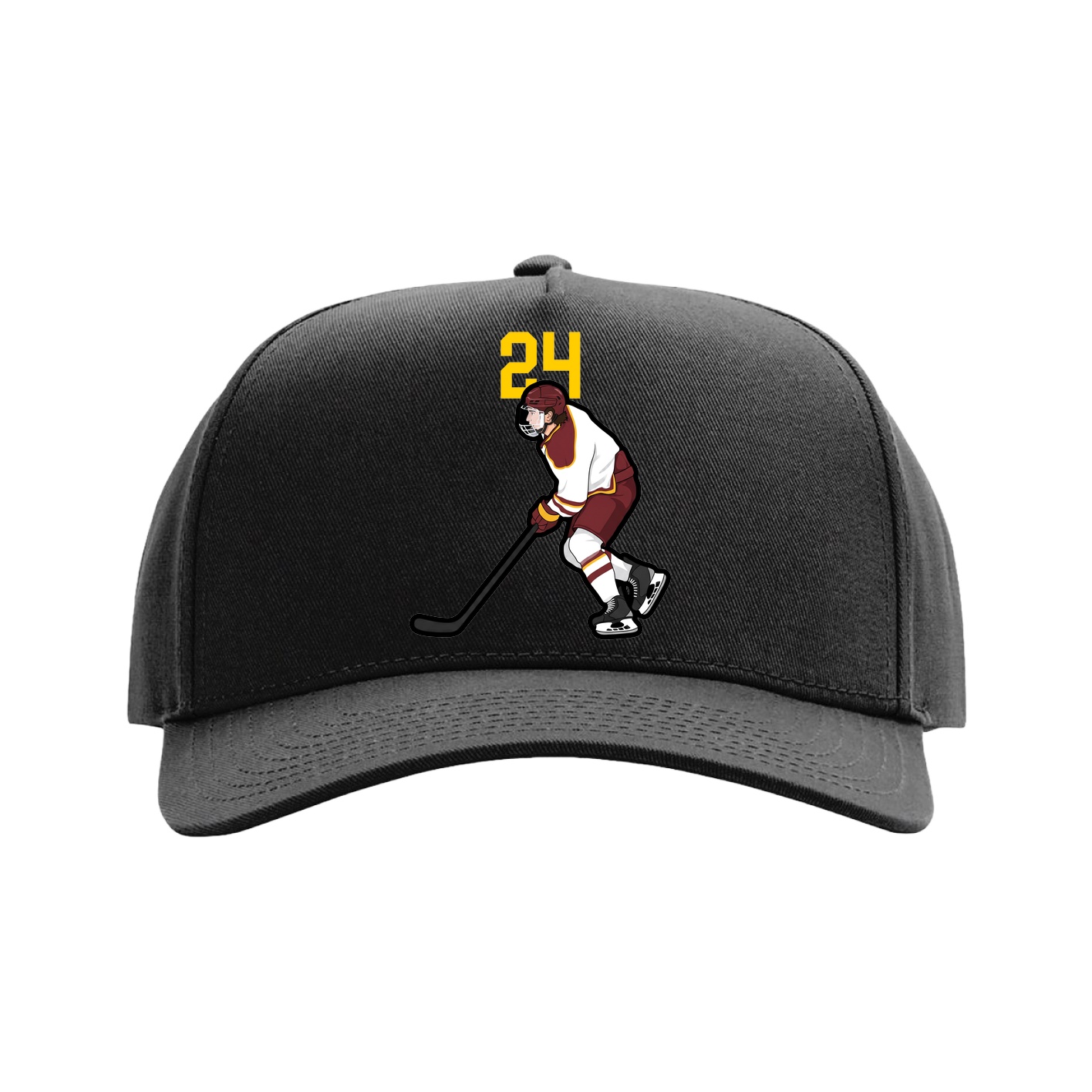 Full Fabric Five-Panel Champ Cap — Number Top in Black