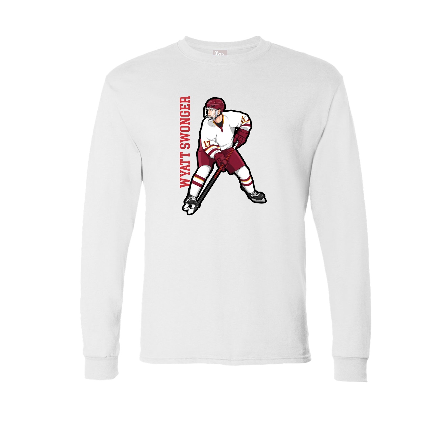 Long Sleeve Tee — Name Vertical in White