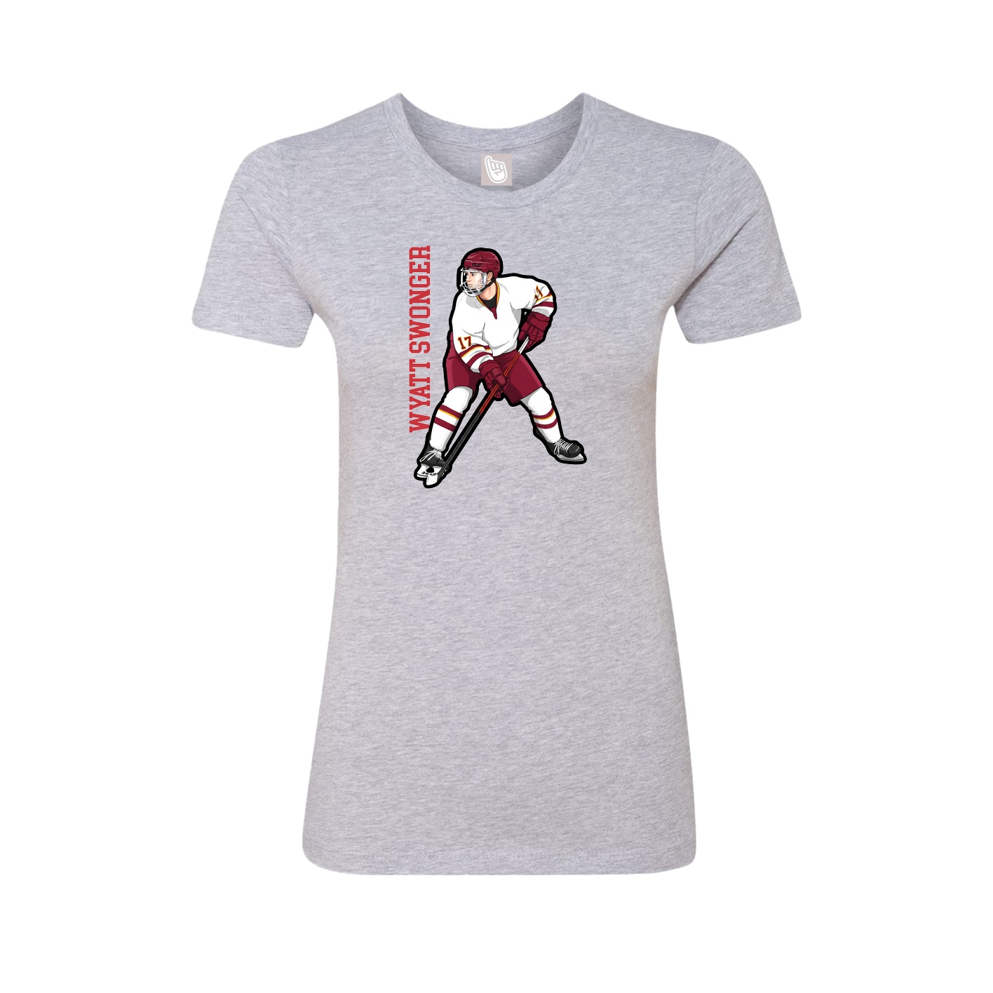 Fitted Women's Tee — Name Vertical in Grey