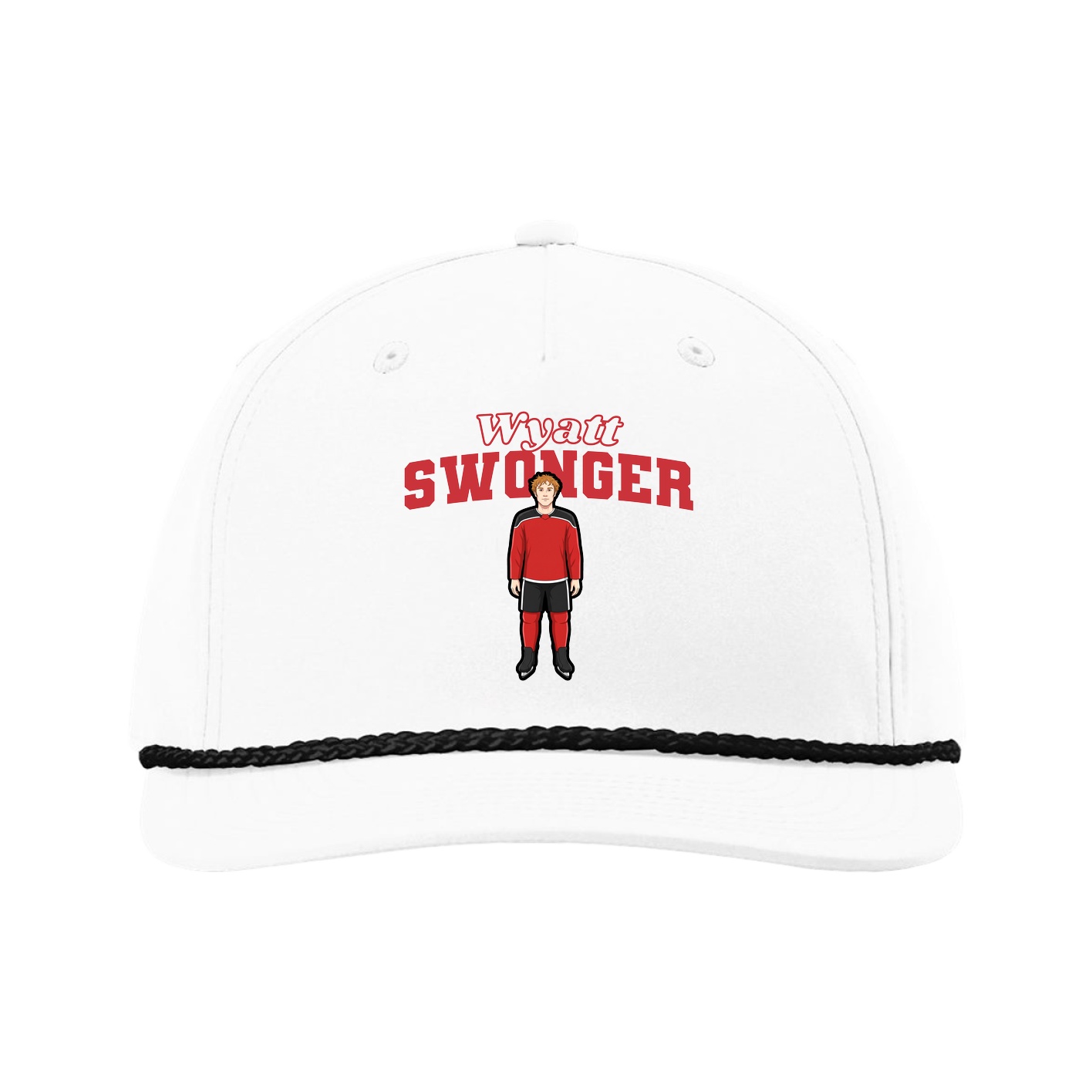 Five-Panel Classic Rope Cap — Name Arch in White