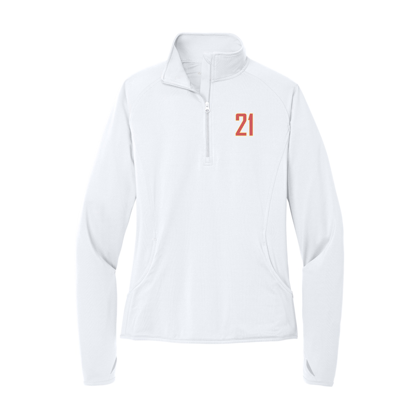 Women's Q-Zip Pullover — Front Shirsy in White
