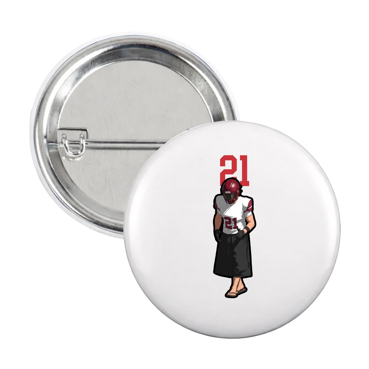 Game Day Button — Number Top in White