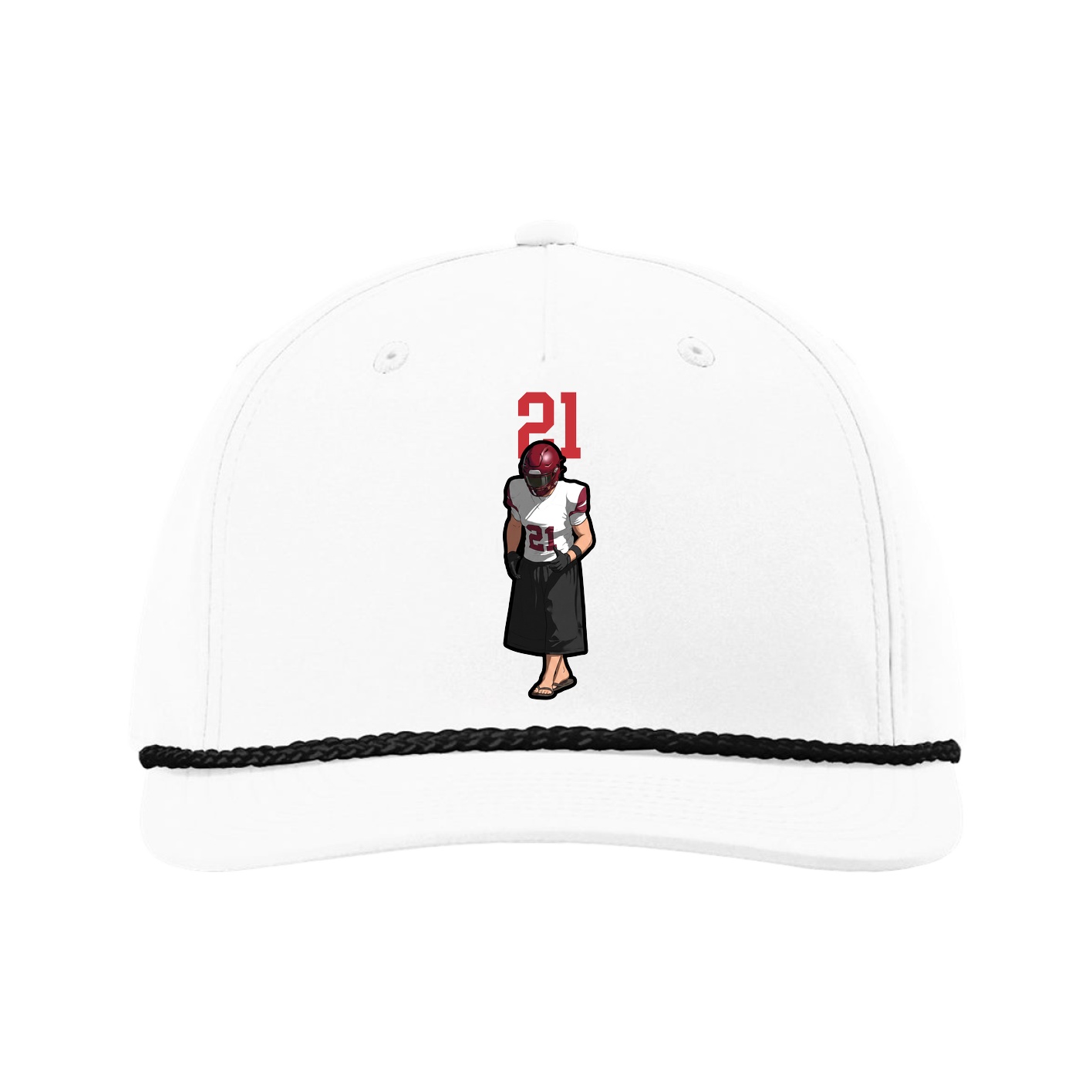 Five-Panel Classic Rope Cap — Number Top in White