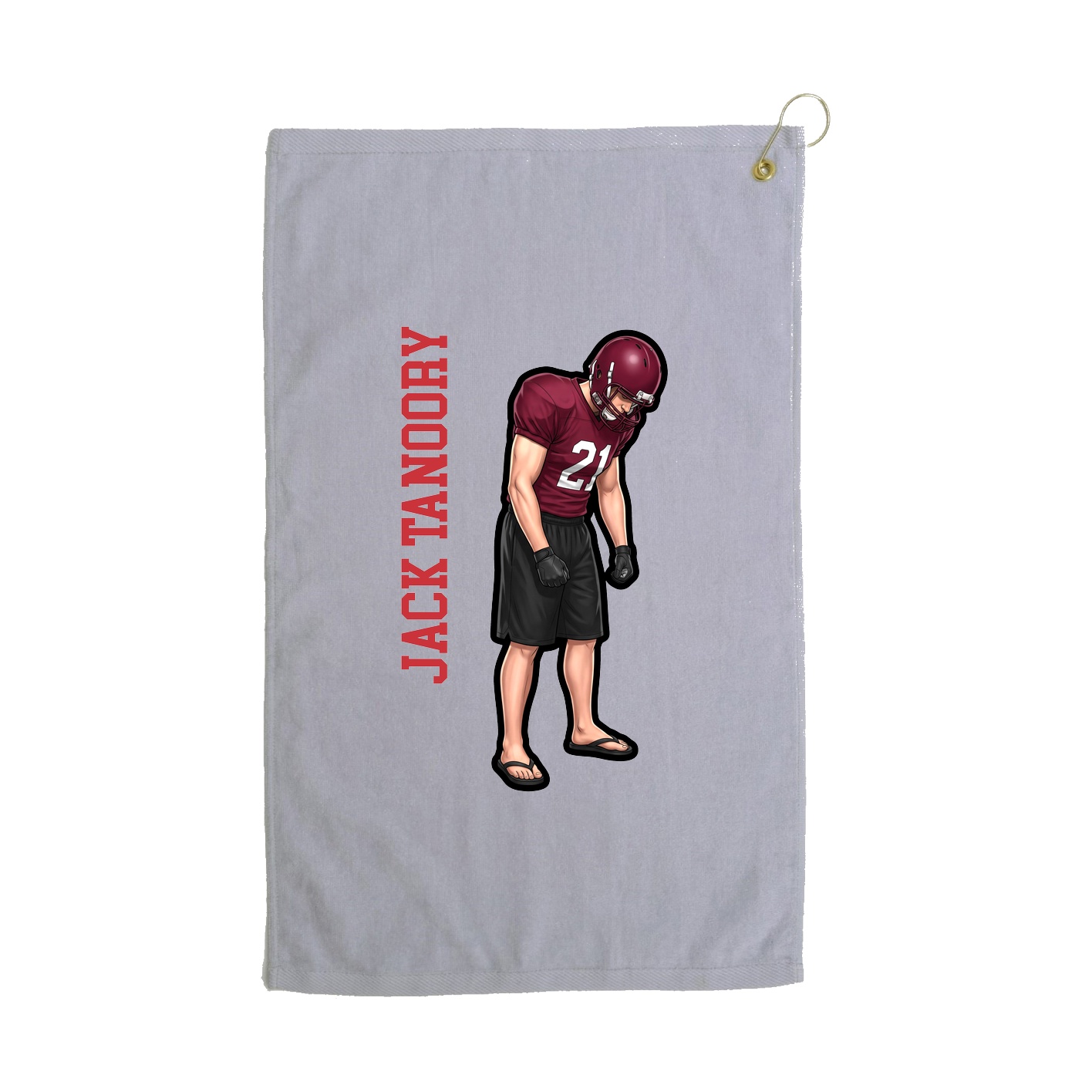 Golf Towel — Name Vertical in Grey