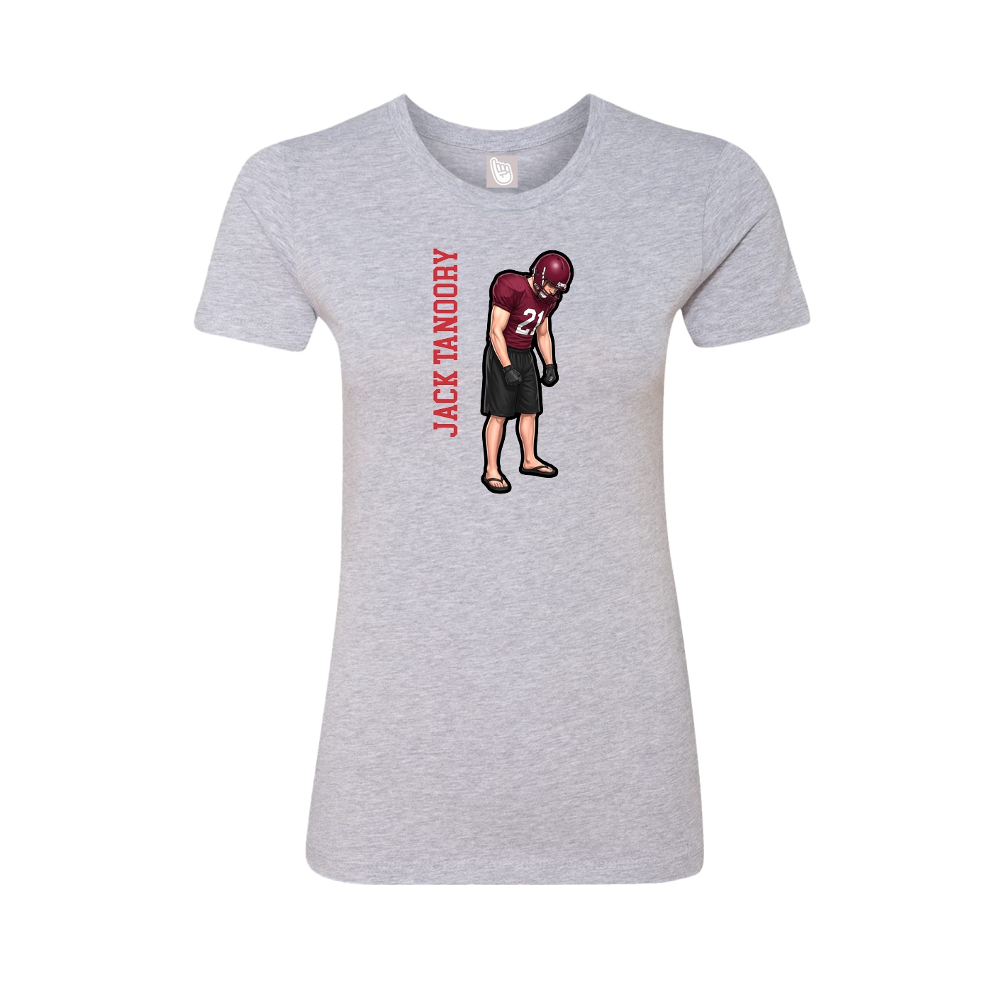 Fitted Women's Tee — Name Vertical in Grey