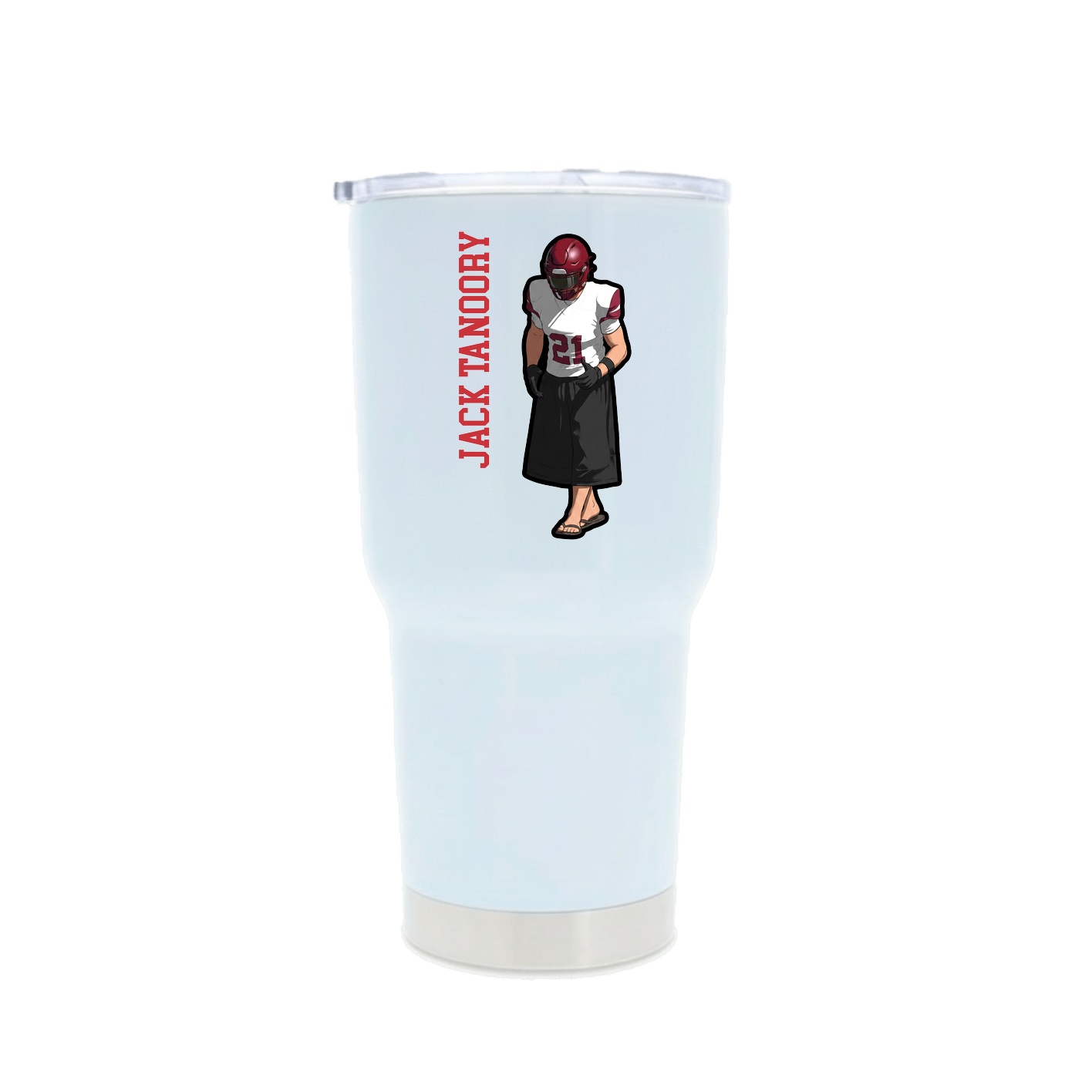 30oz Stainless Steel Tumbler — Name Vertical in White
