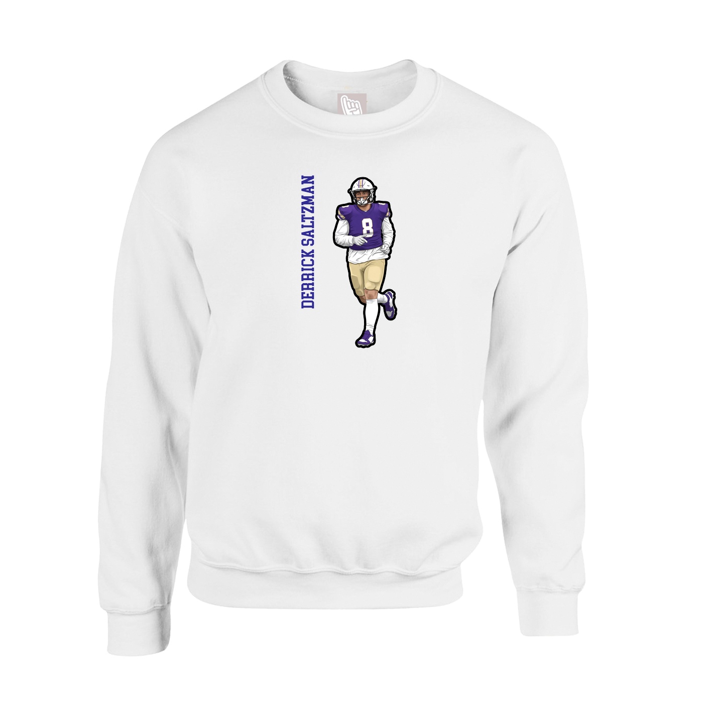 Fleece Crew — Name Vertical in White