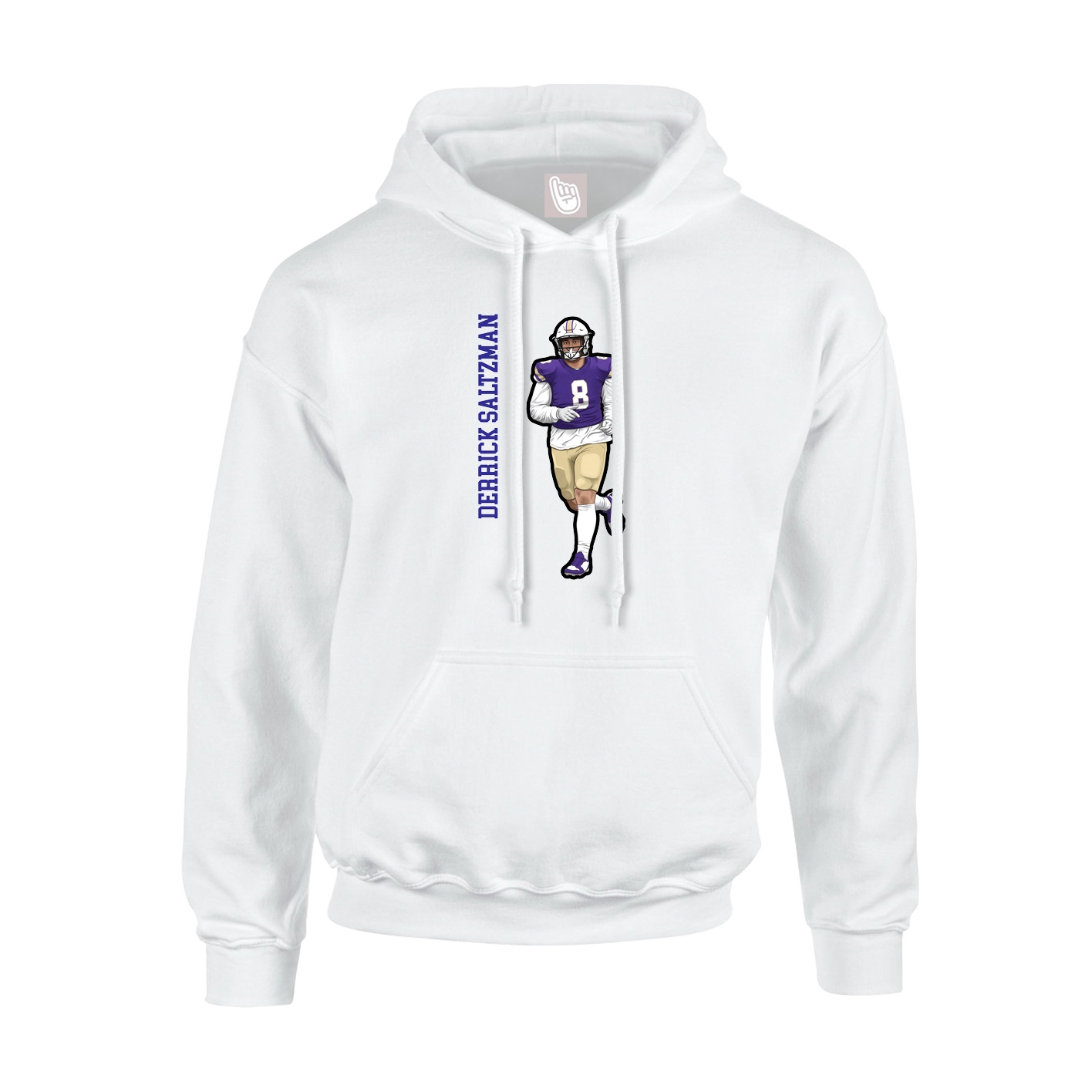 Youth Hoodie — Name Vertical in White
