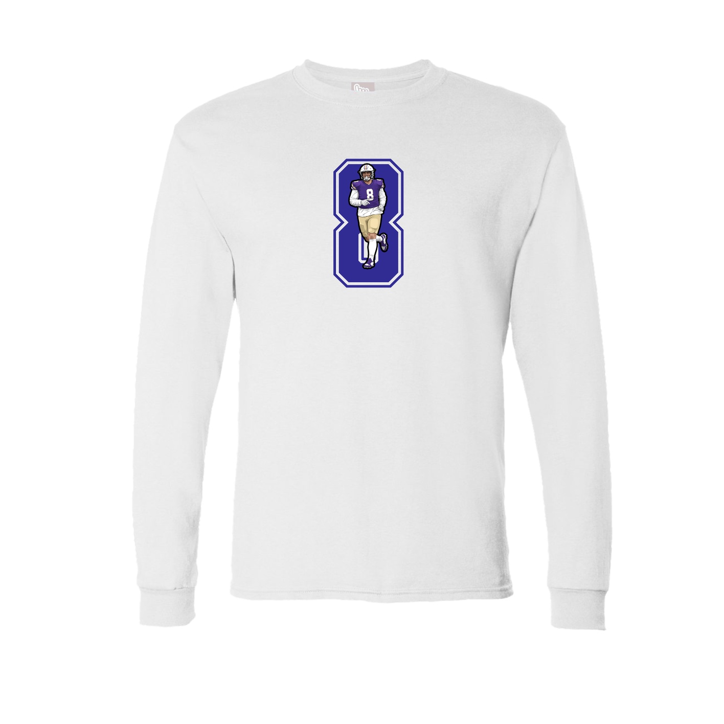 Long Sleeve Tee — Number in White