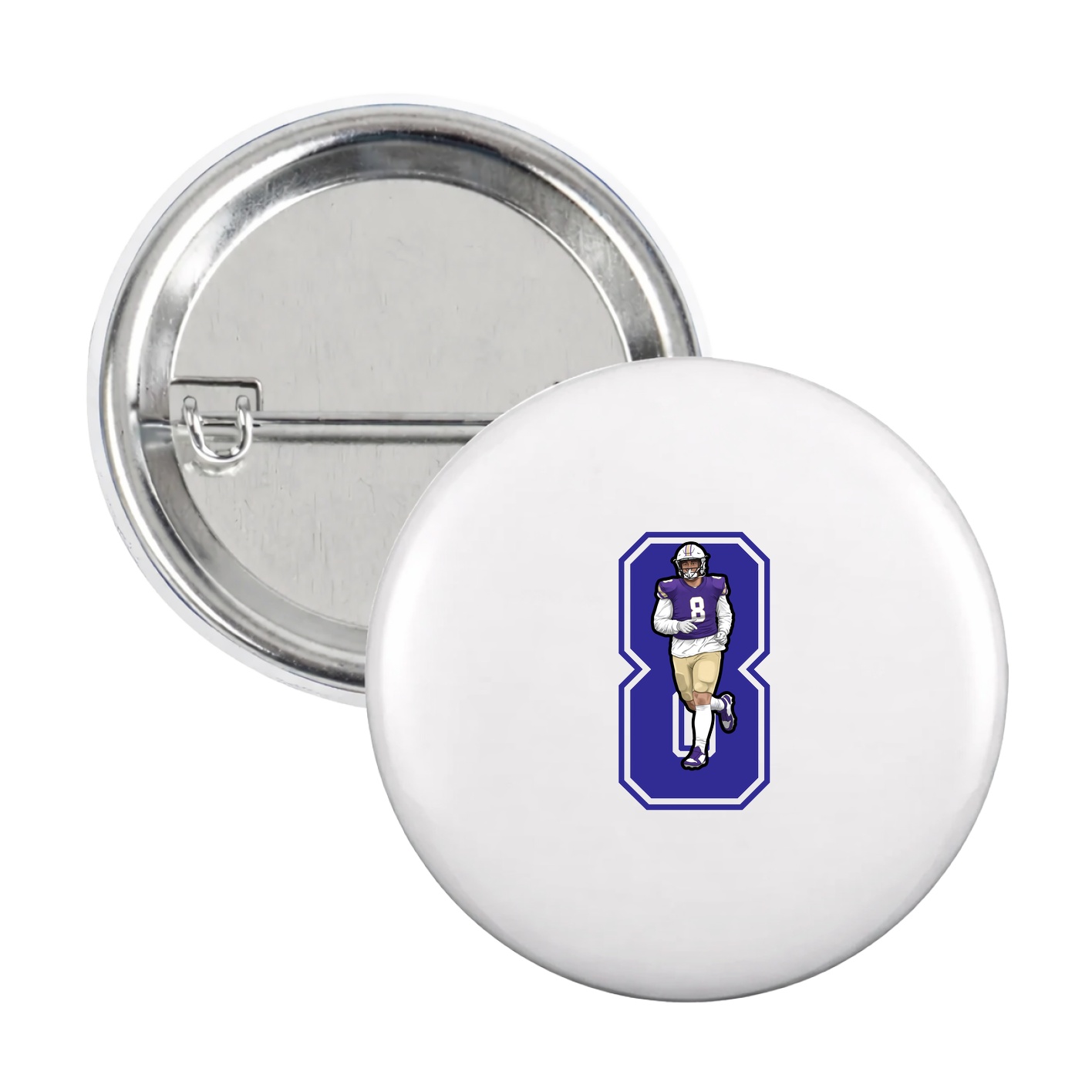 Game Day Button — Number in White