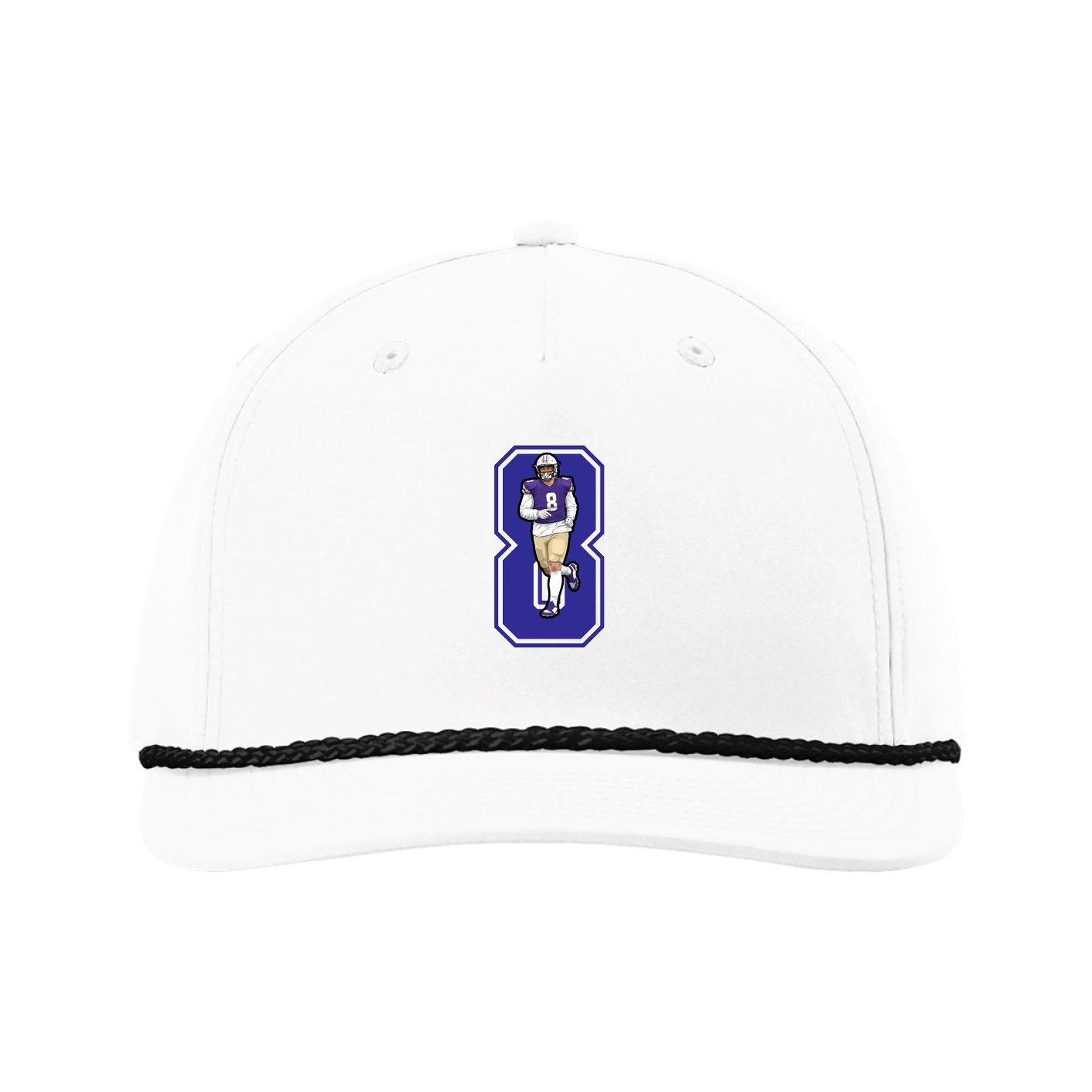 Five-Panel Classic Rope Cap — Number in White