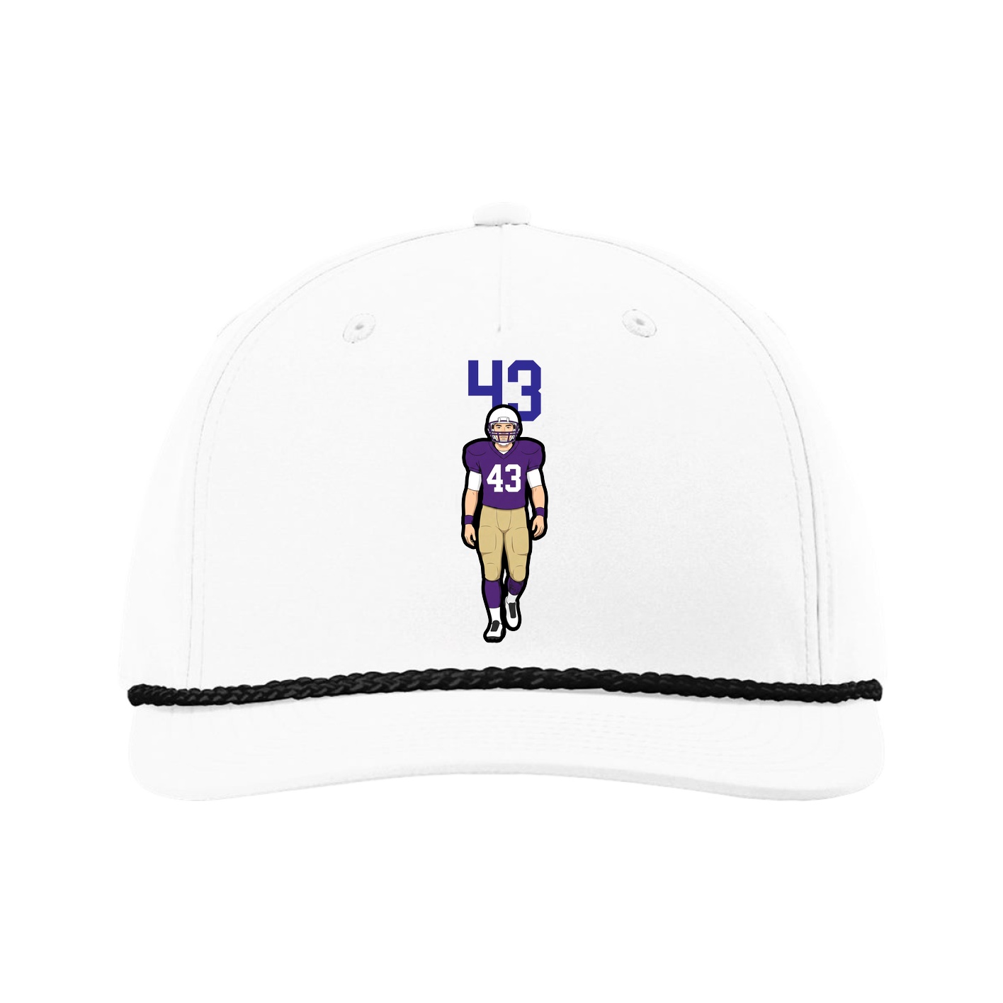 Five-Panel Classic Rope Cap — Number Top in White