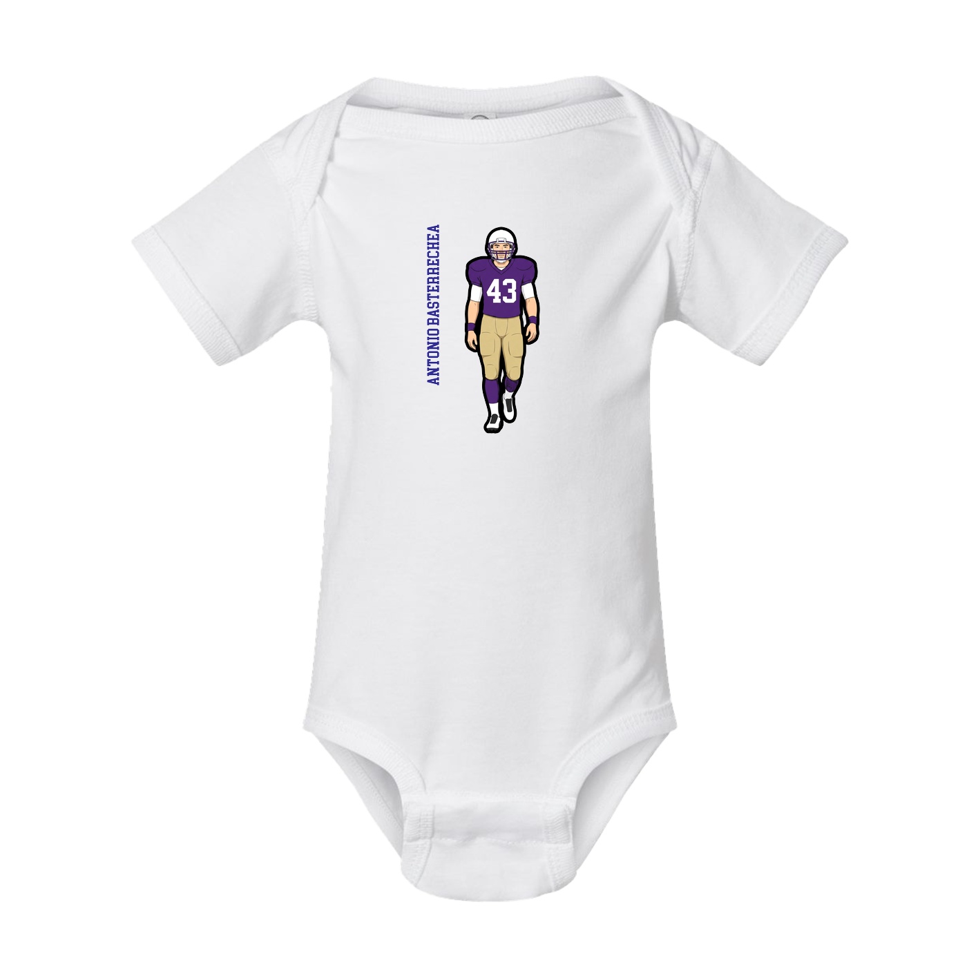 Baby Onesie — Name Vertical in White