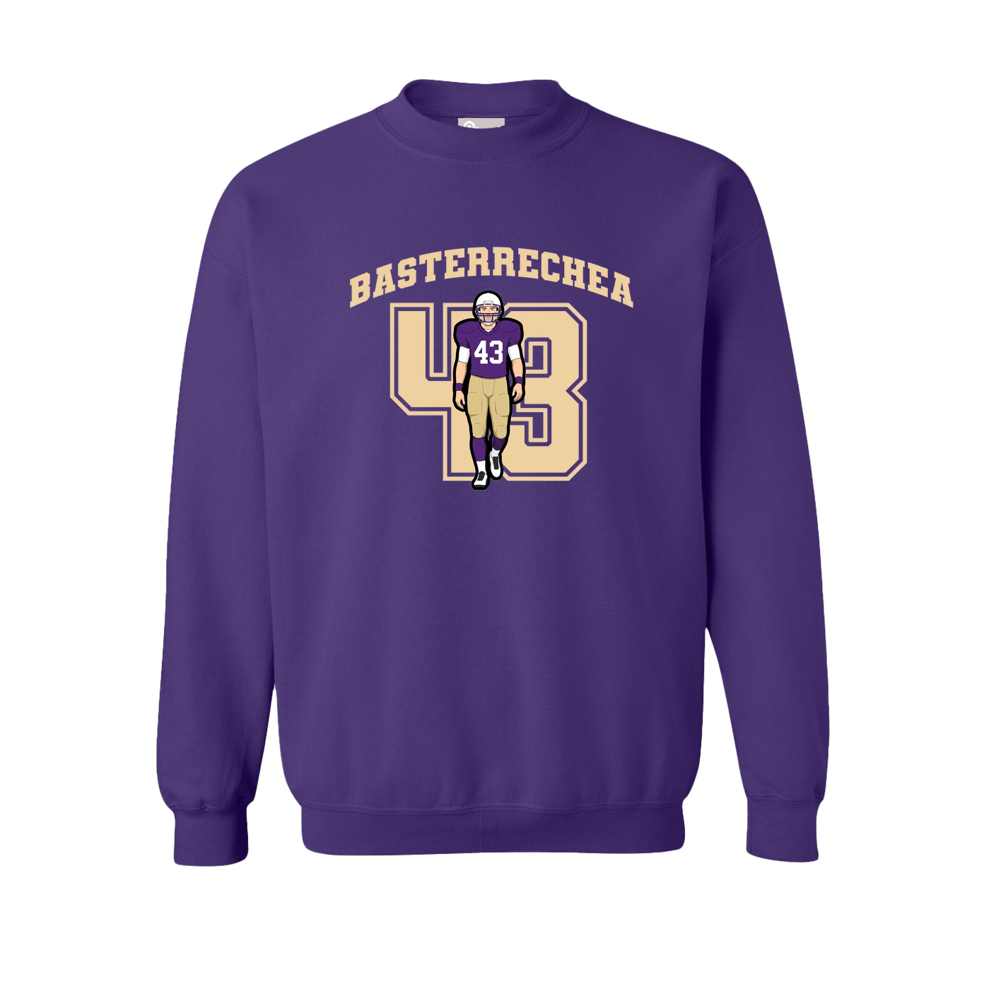 Fleece Crew — Number in Purple