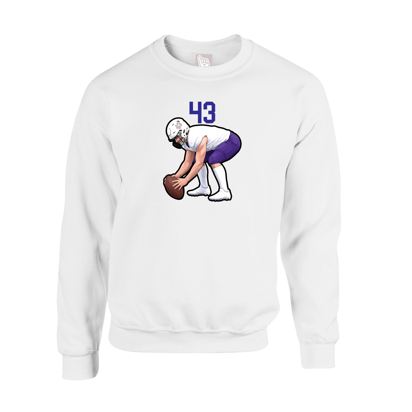 Fleece Crew — Number Top in White