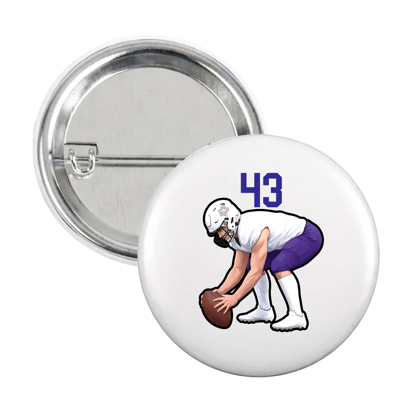 Game Day Button — Number Top in White