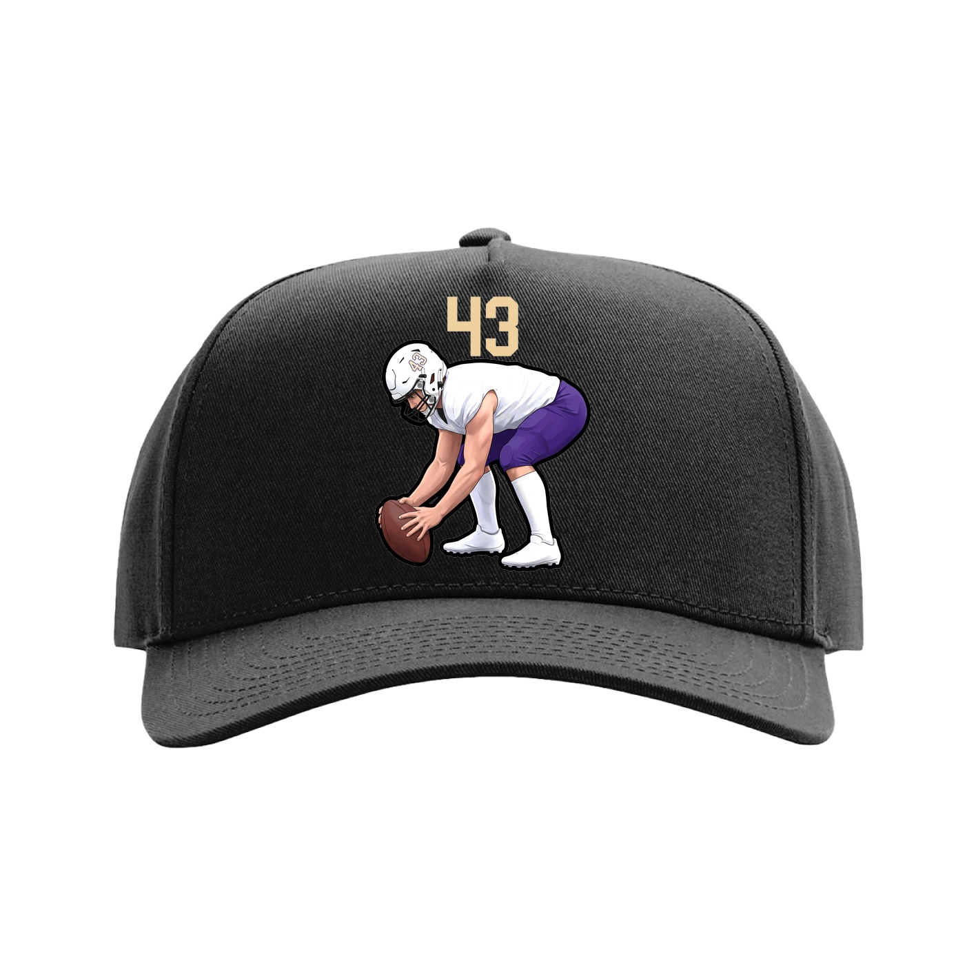 Full Fabric Five-Panel Champ Cap — Number Top in Black