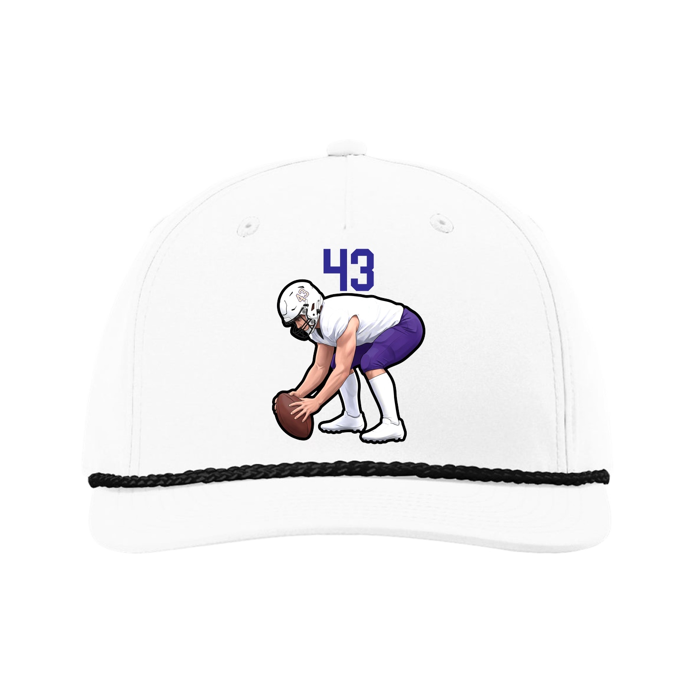 Five-Panel Classic Rope Cap — Number Top in White