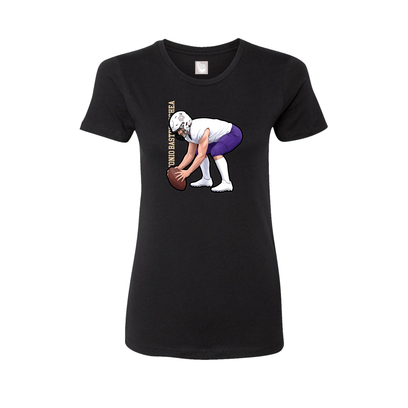 Fitted Women's Tee — Name Vertical in Black