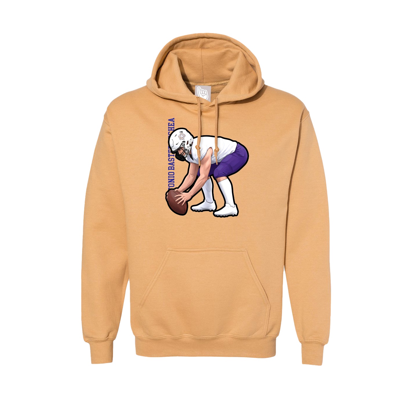 Hoodie — Name Vertical in Vegas Gold
