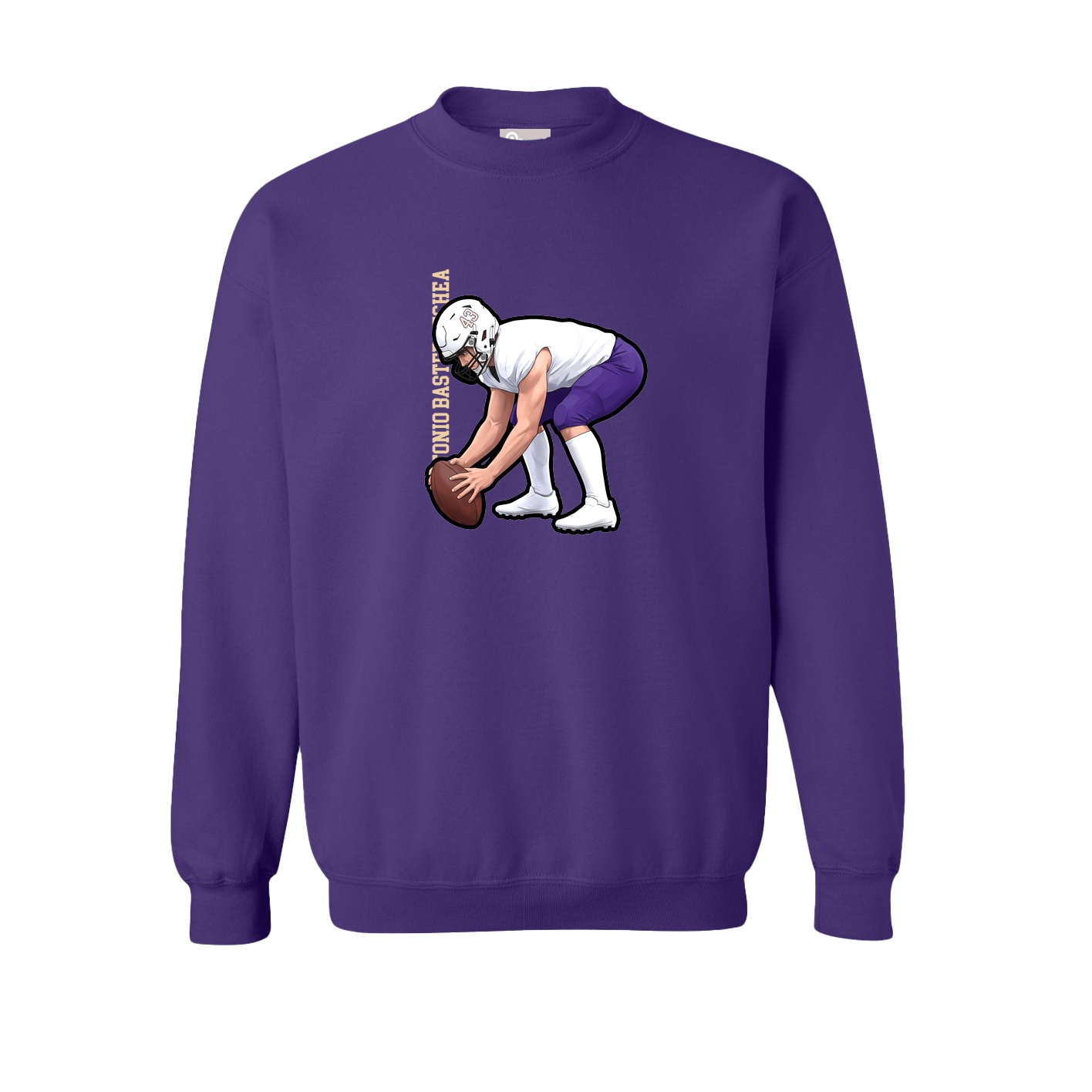 Fleece Crew — Name Vertical in Purple