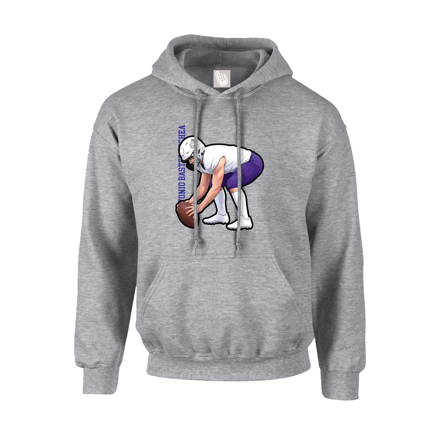 Youth Hoodie — Name Vertical in Grey