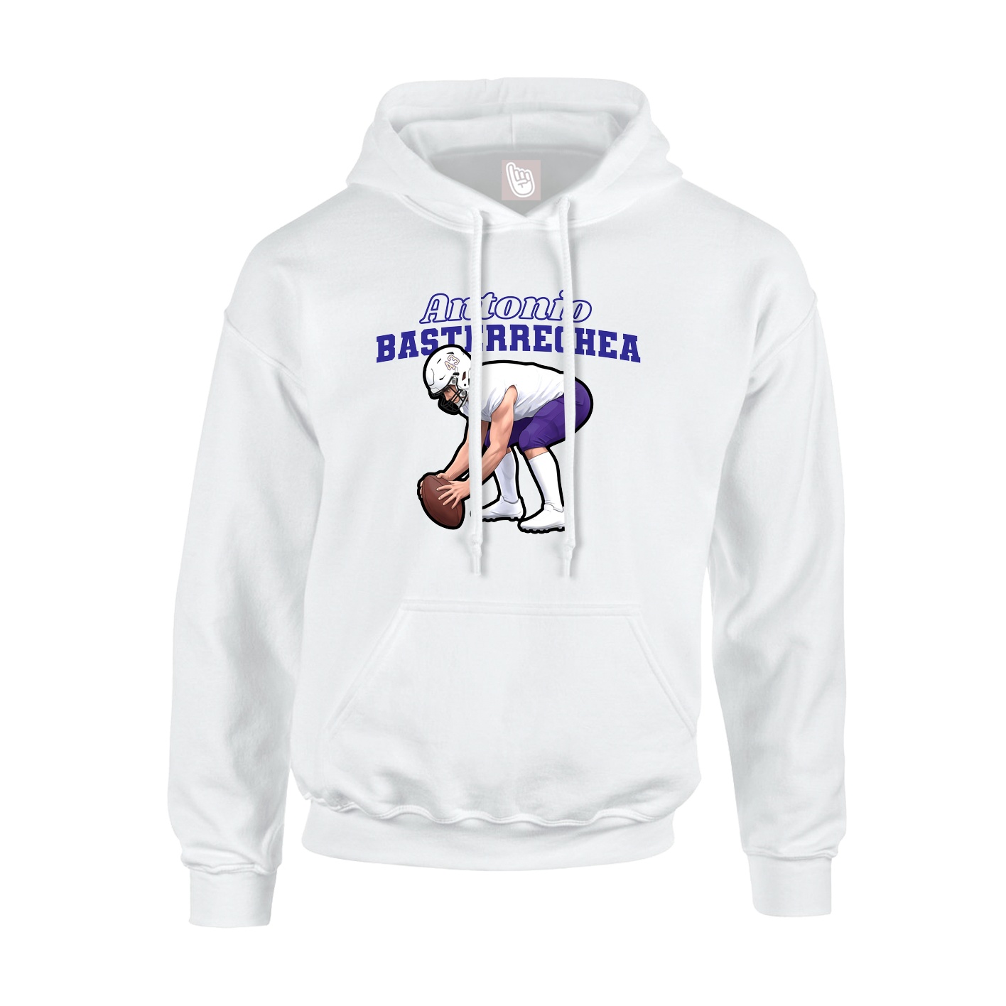 Youth Hoodie — Name Arch in White
