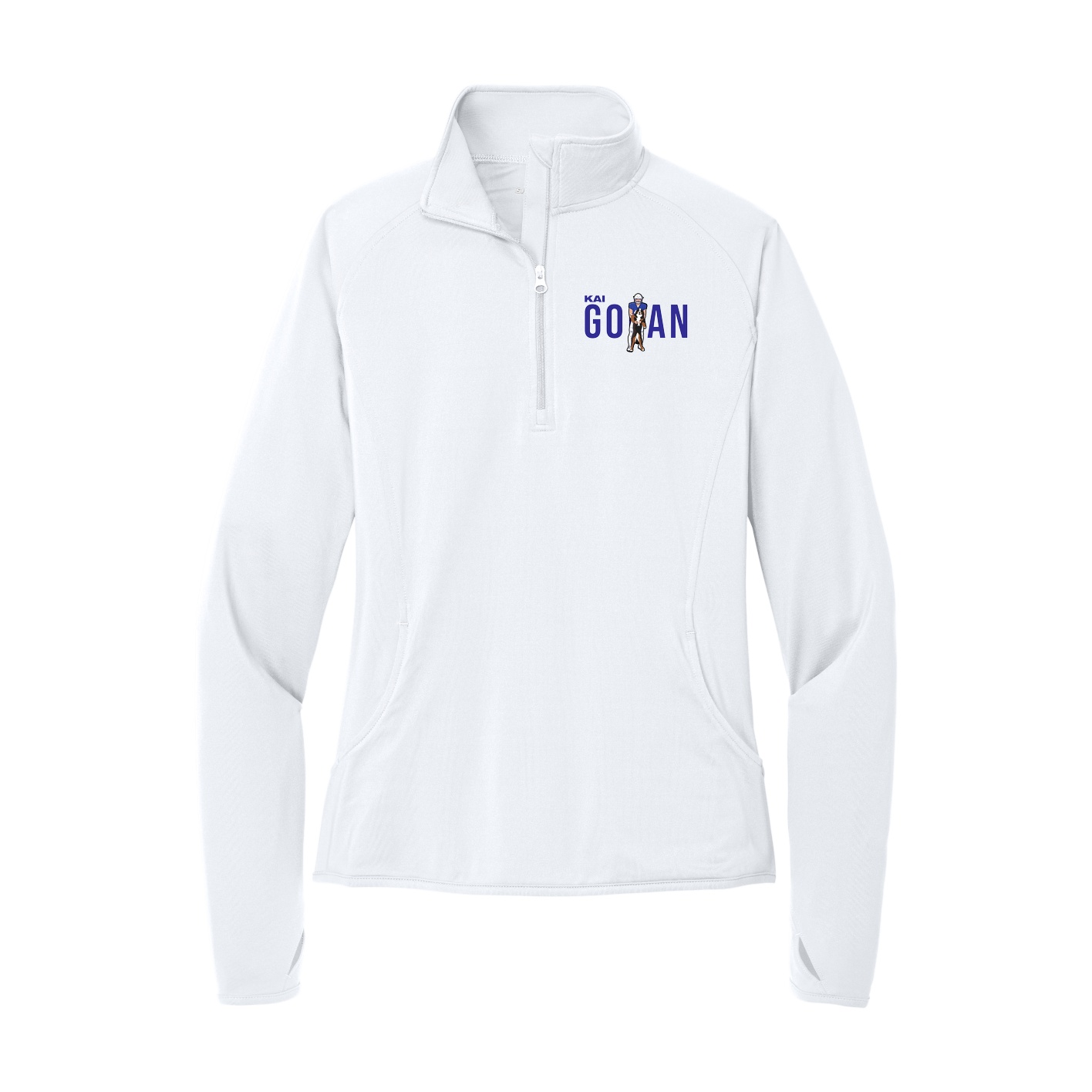 Women's Q-Zip Pullover — Player Name in White
