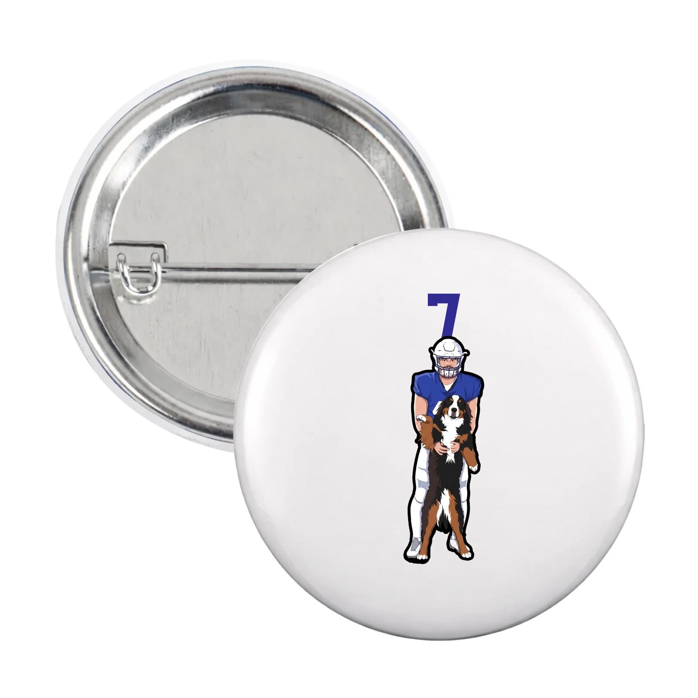 Game Day Button — Number Top in White