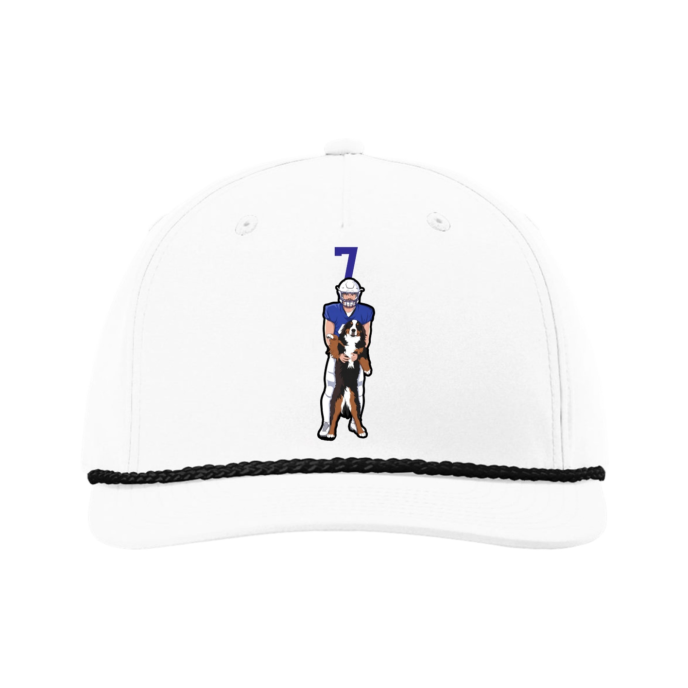 Five-Panel Classic Rope Cap — Number Top in White