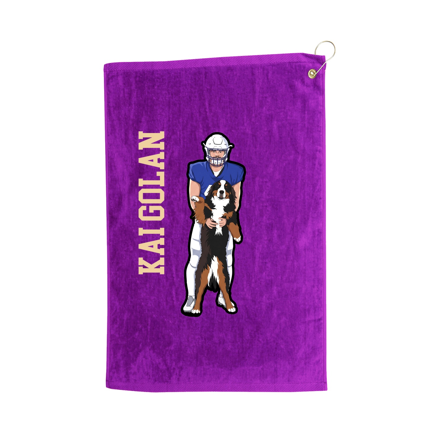 Golf Towel — Name Vertical in Purple
