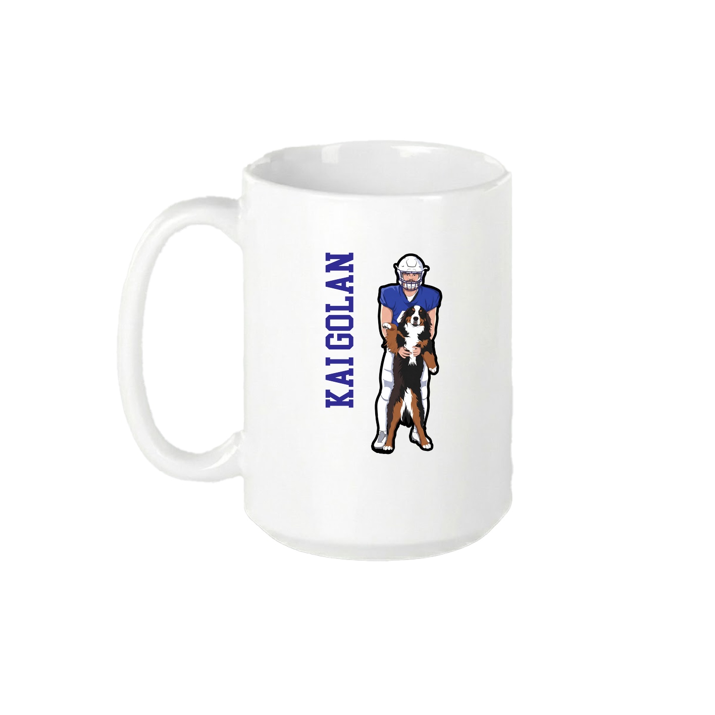 15oz Coffee Mug — Name Vertical in White