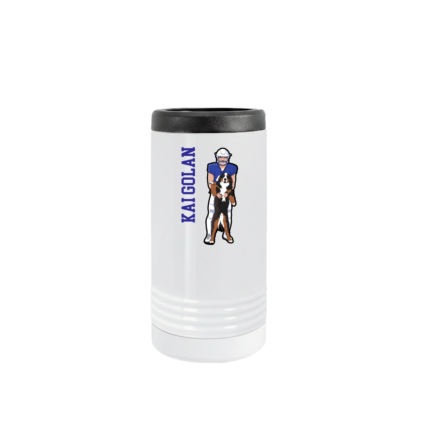 Slim Beverage Holder — Name Vertical in White