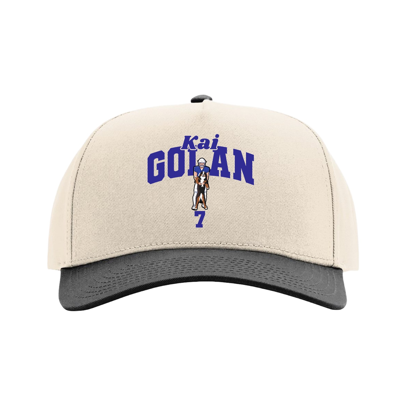 Full Fabric Five-Panel Champ Cap — Signature Arch in Cream/Black