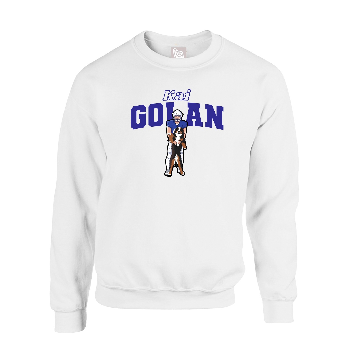 Fleece Crew — Name Arch in White