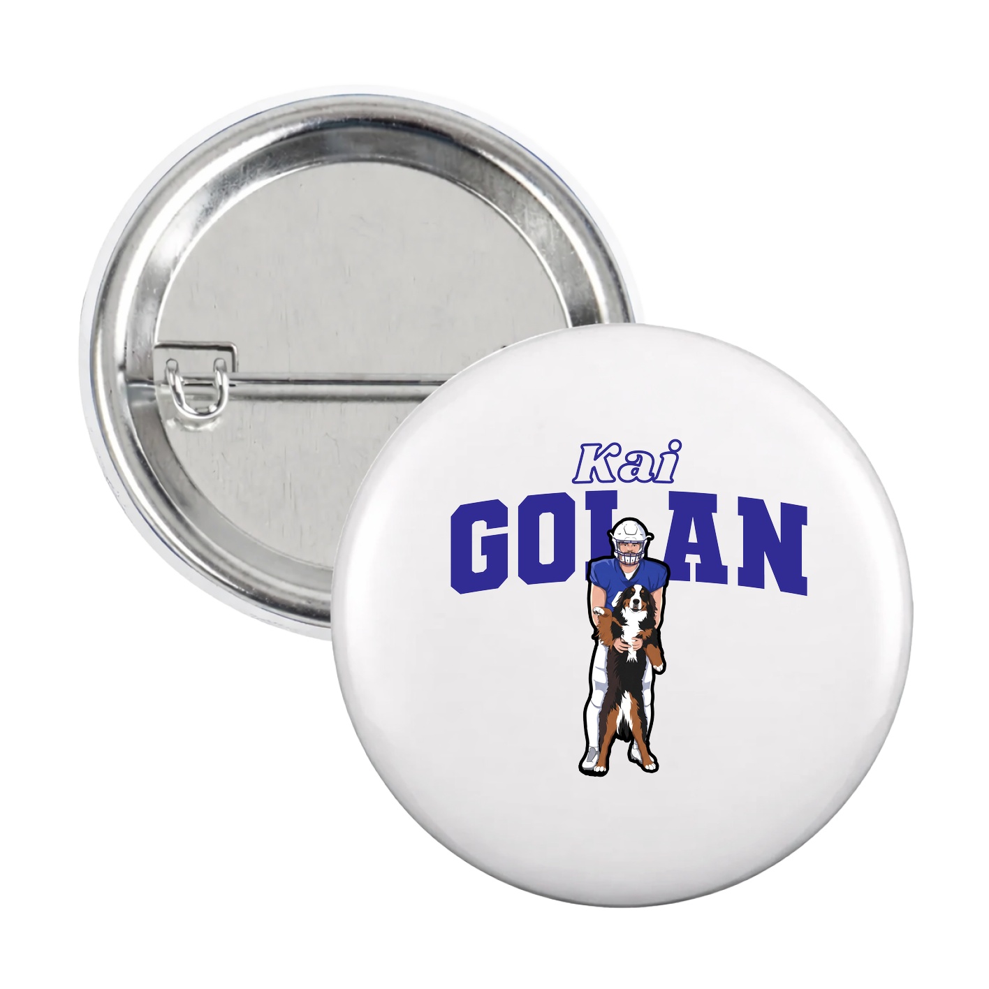 Game Day Button — Name Arch in White