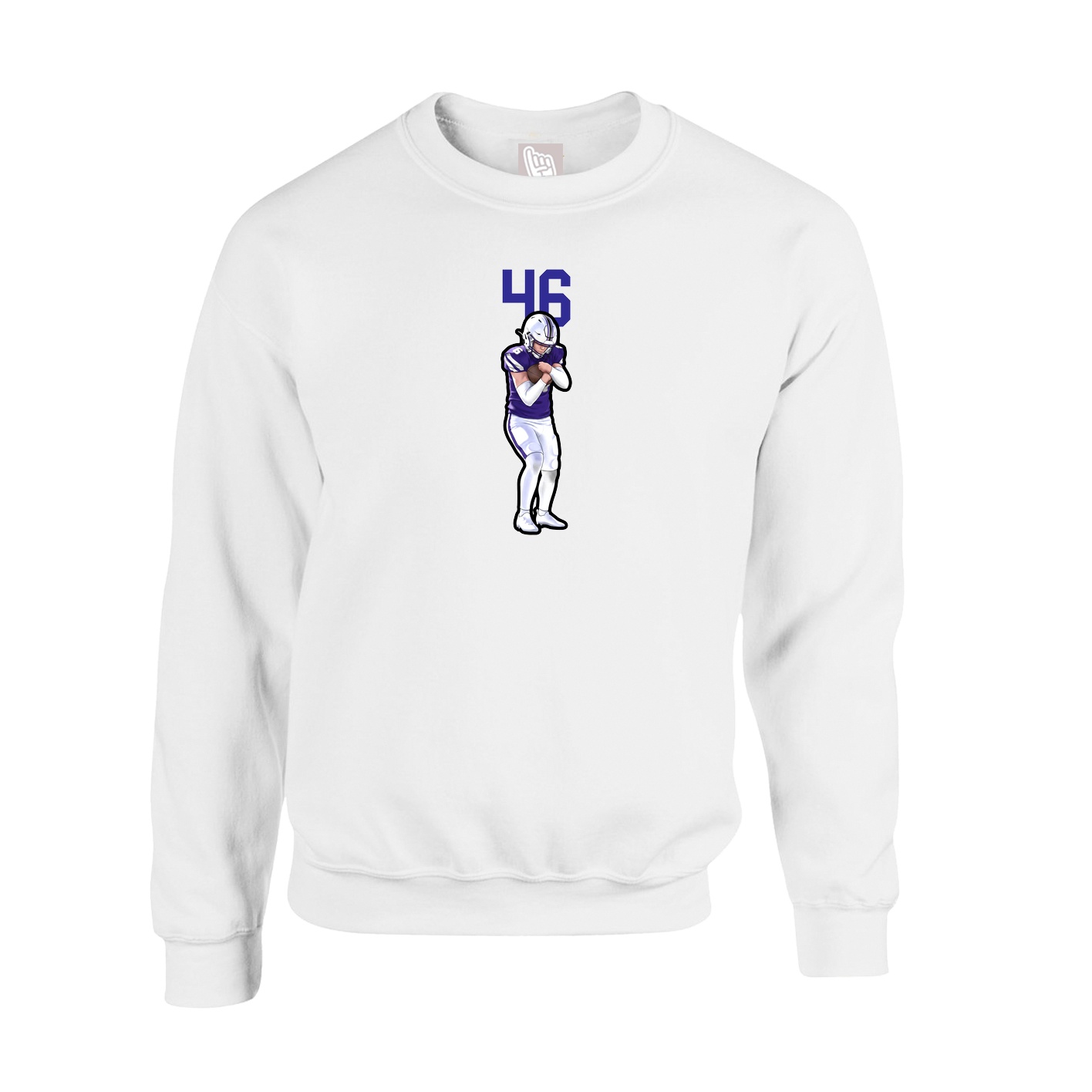 Fleece Crew — Number Top in White