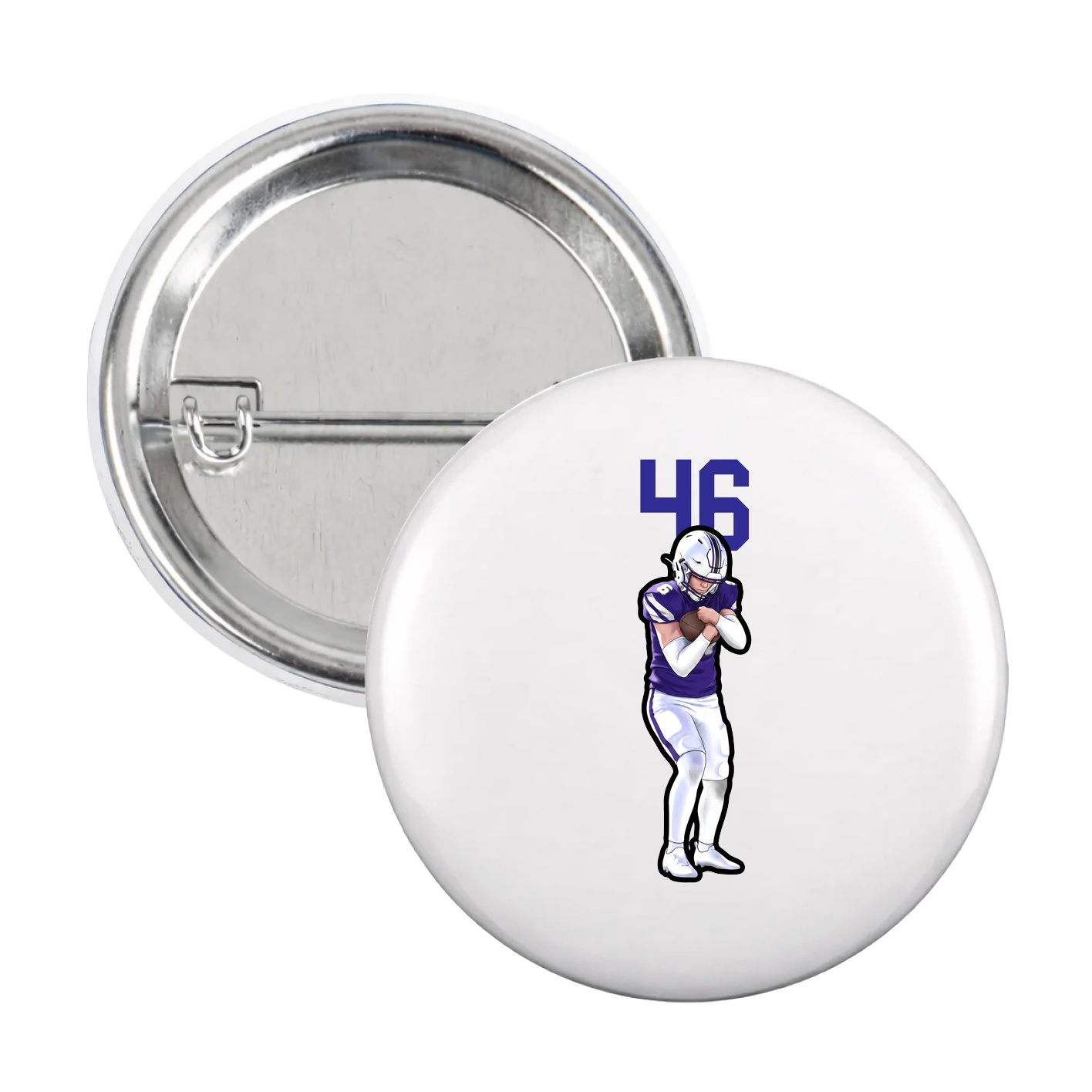Game Day Button — Number Top in White