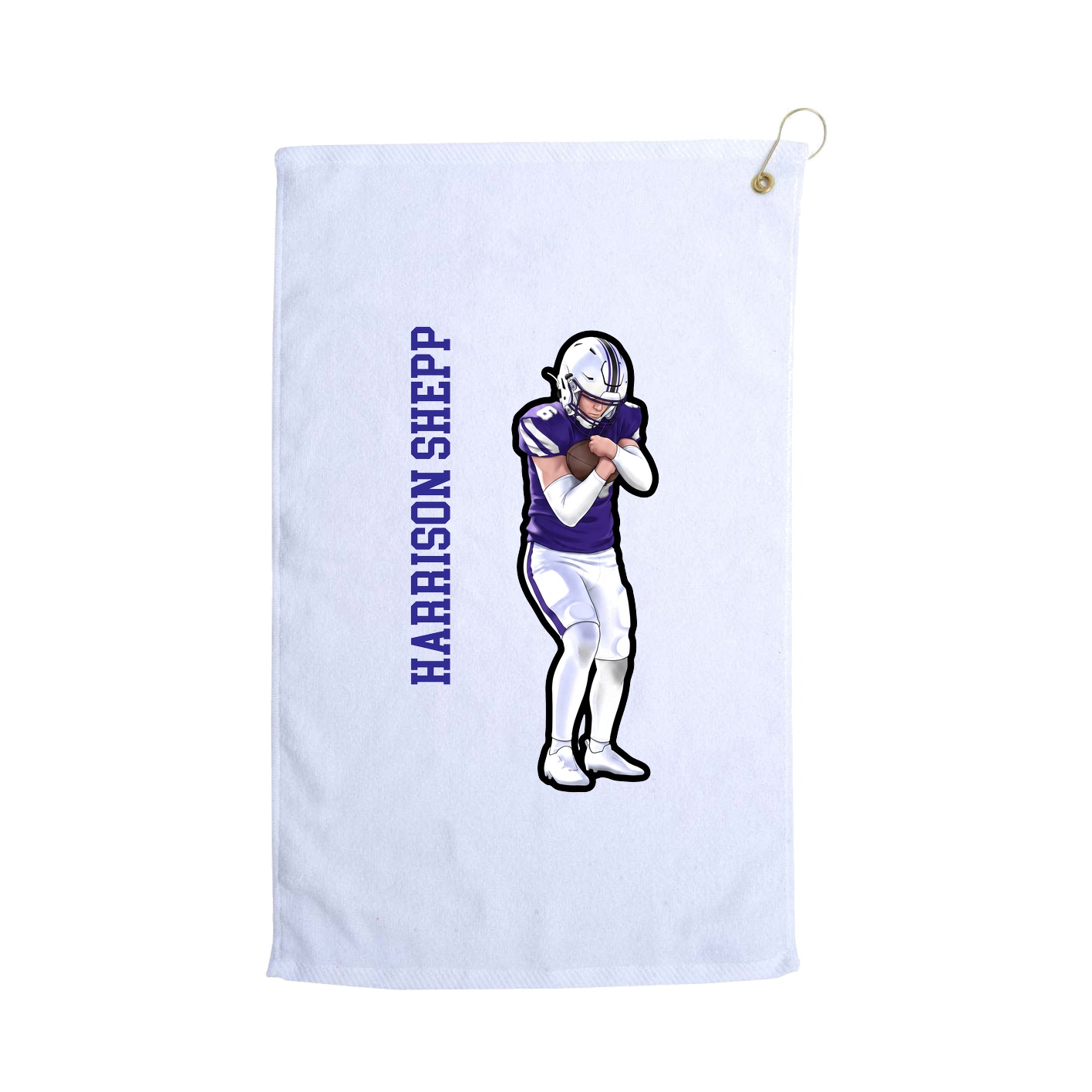 Golf Towel — Name Vertical in White