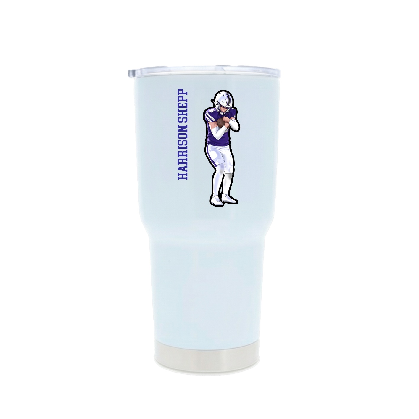 30oz Stainless Steel Tumbler — Name Vertical in White