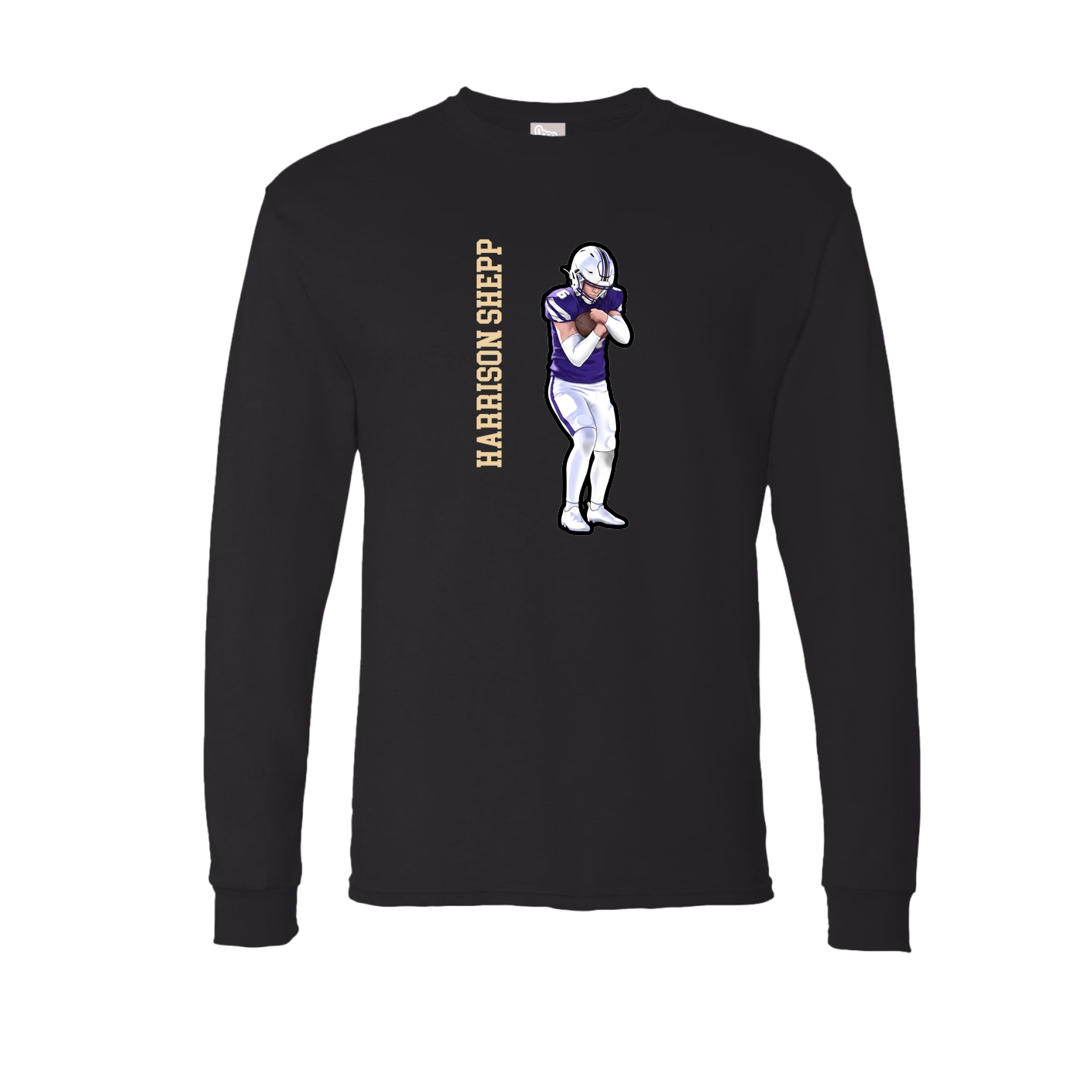 Long Sleeve Tee — Name Vertical in Black