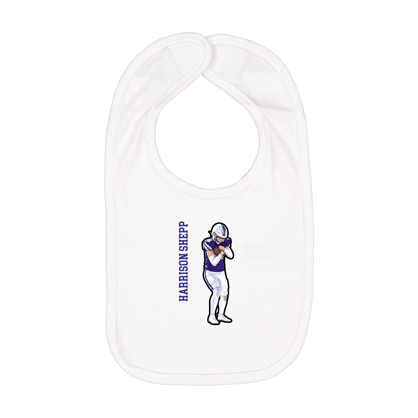 Infant Bib — Name Vertical in White
